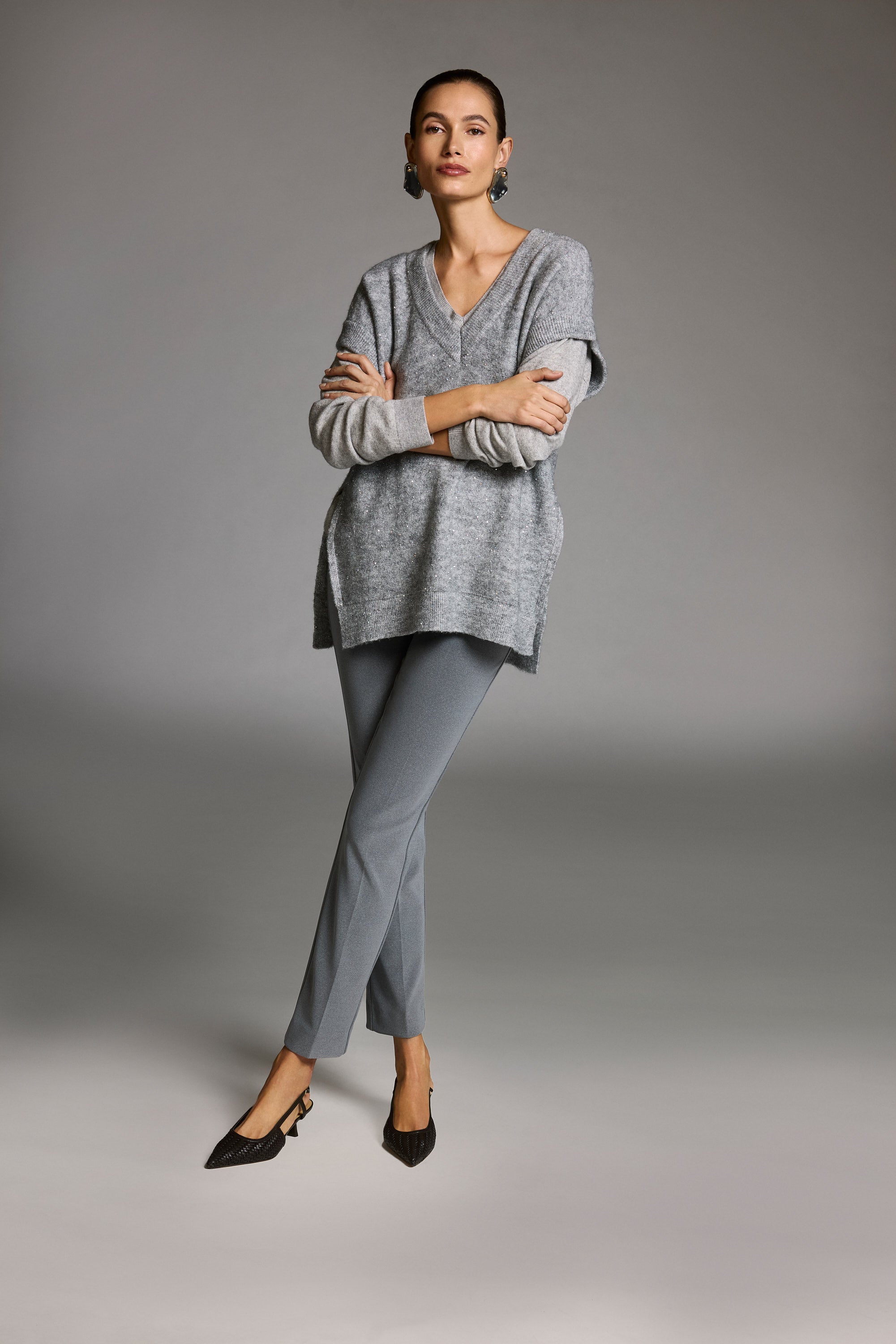 V-Neck Lurex Knit Pullover