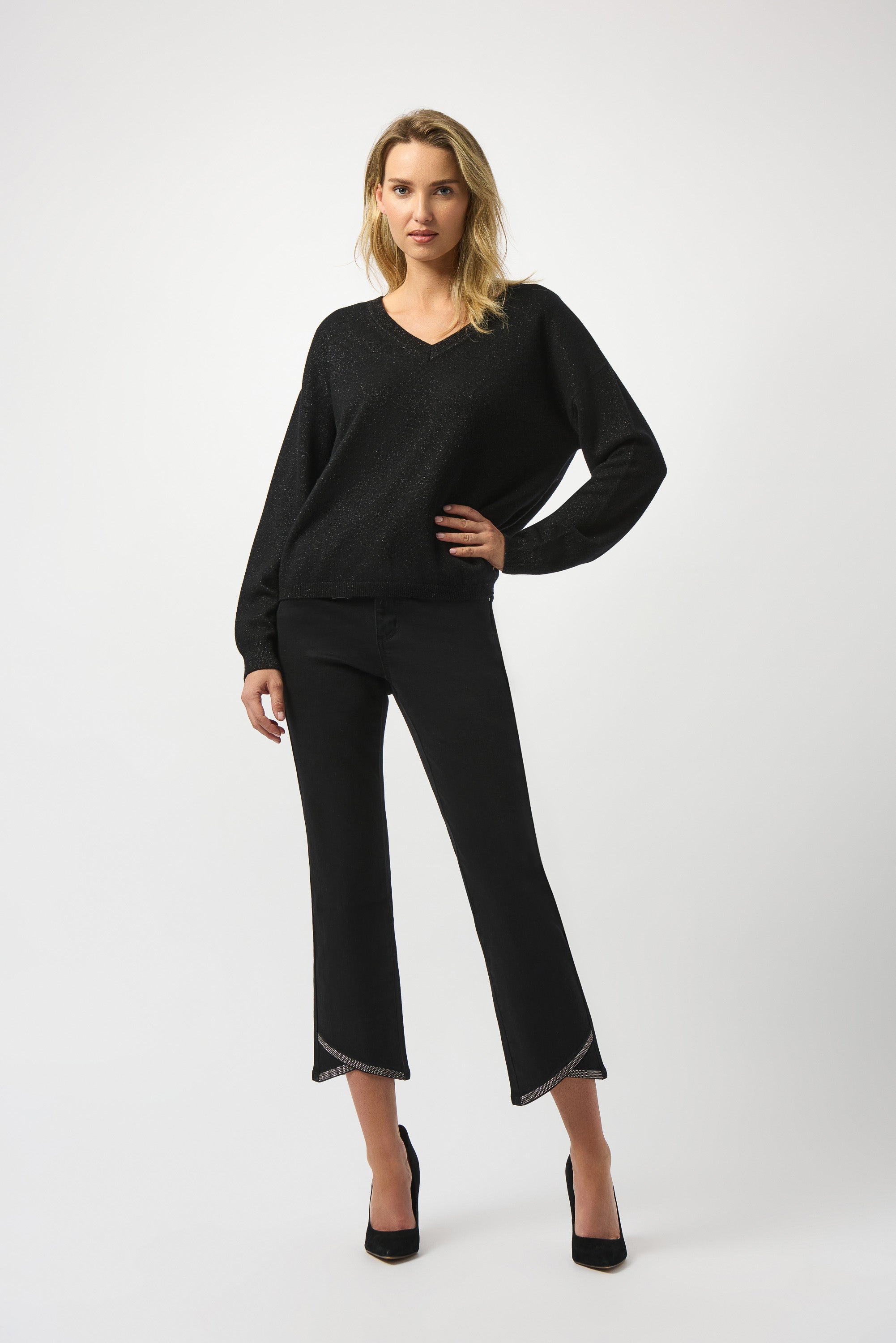 V-neck Lurex Wool Pullover