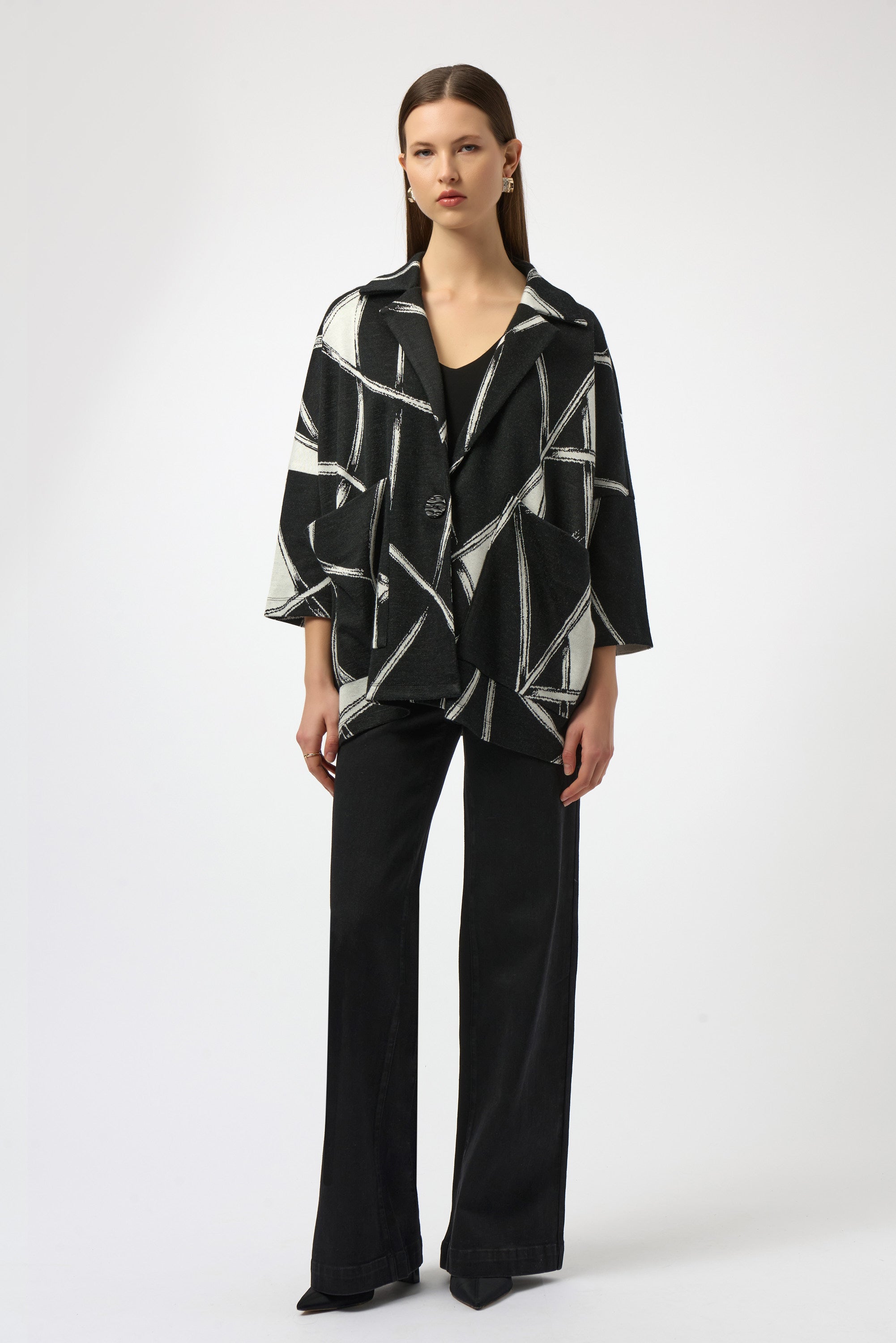 Geometric Print Knit Jacket
