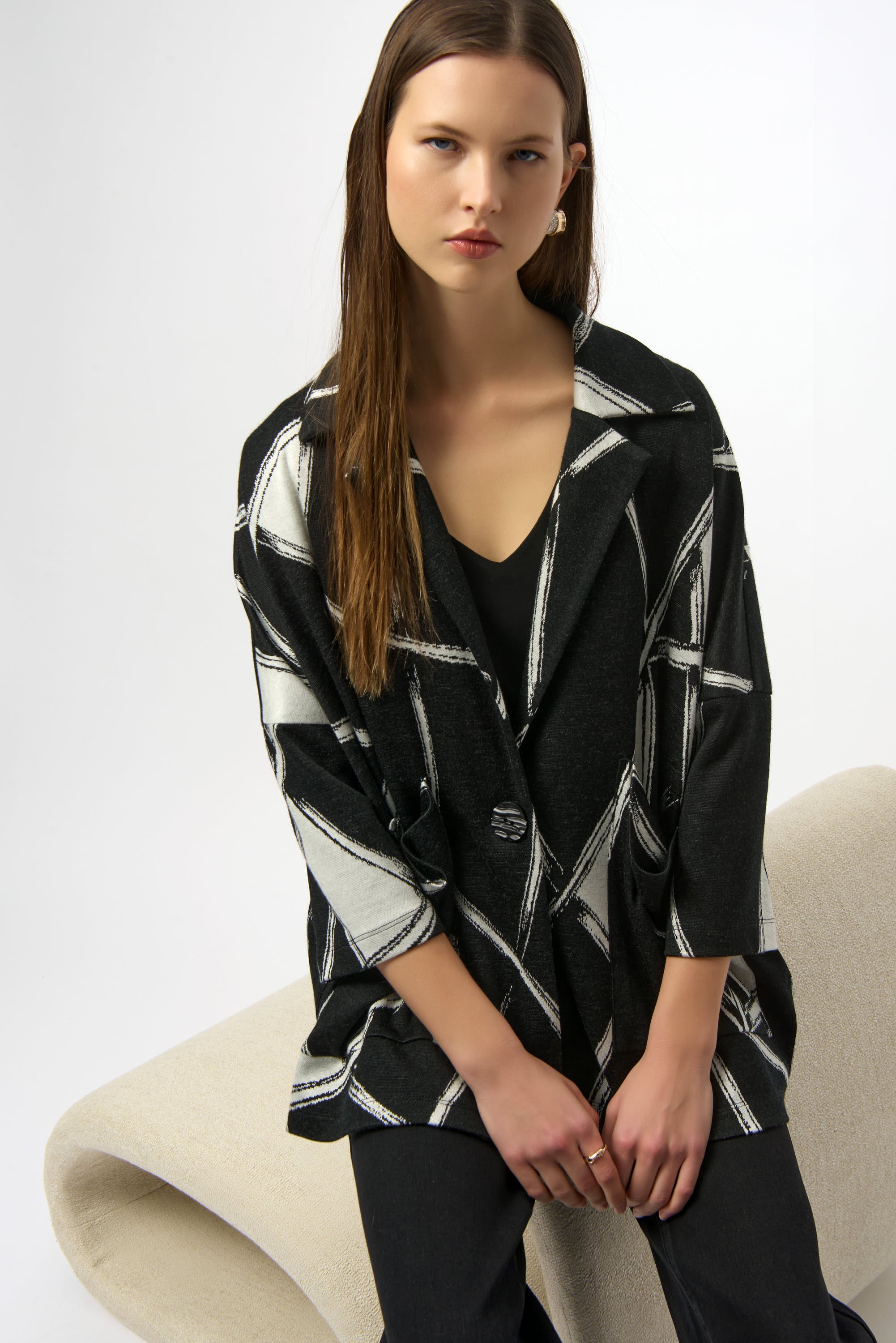 Geometric Print Knit Jacket