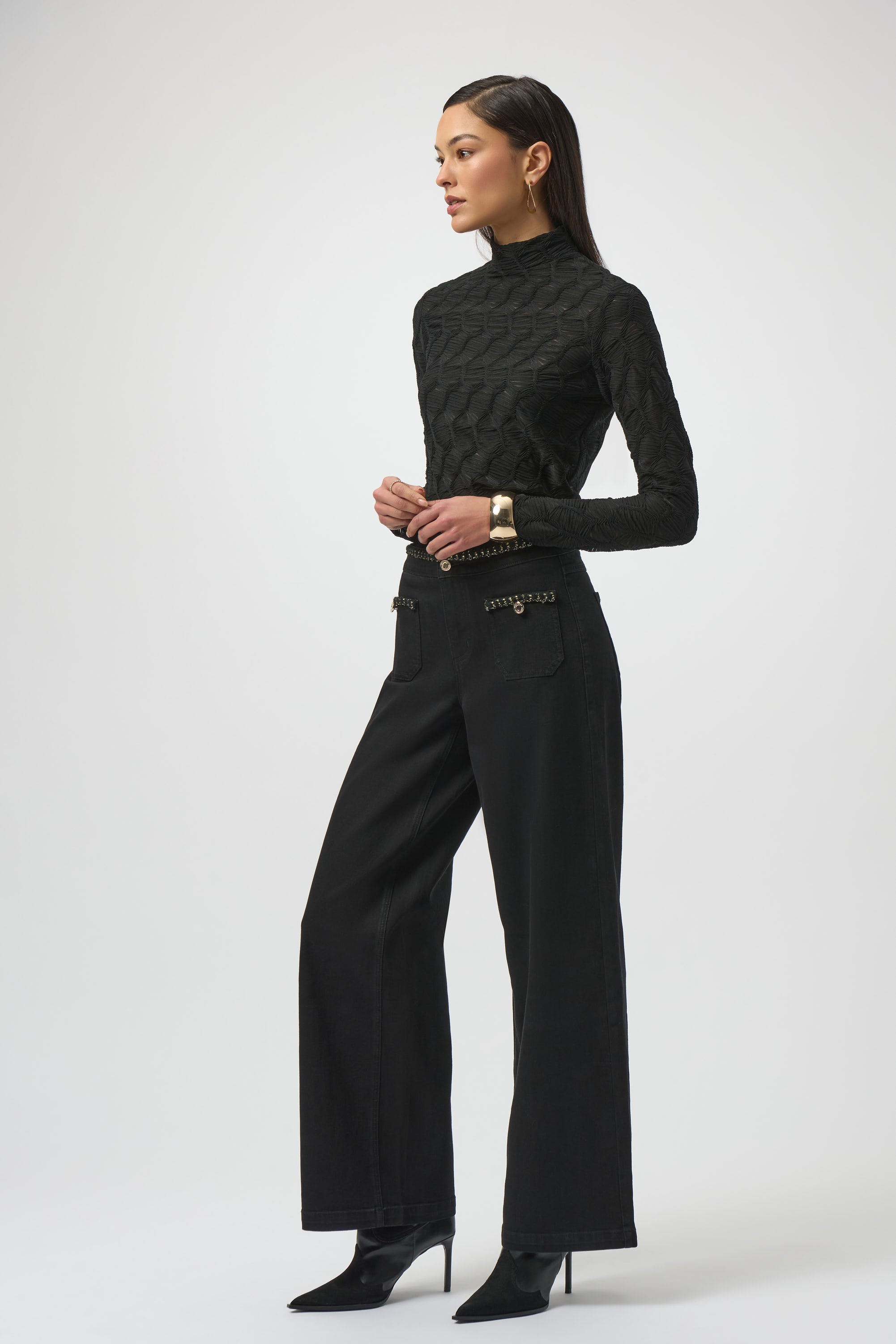 Illusion Mesh Turtle Neck Top