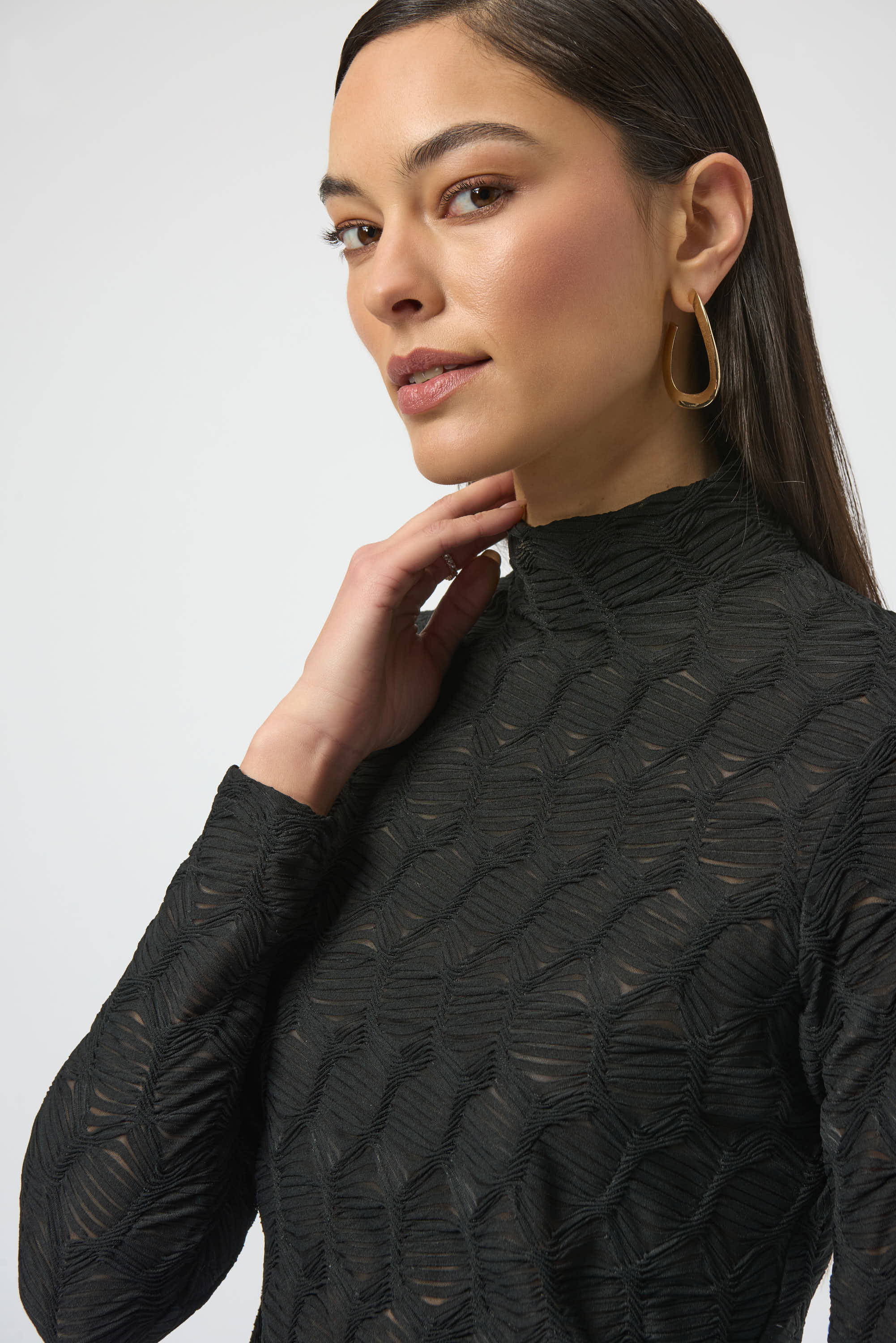 Illusion Mesh Turtle Neck Top