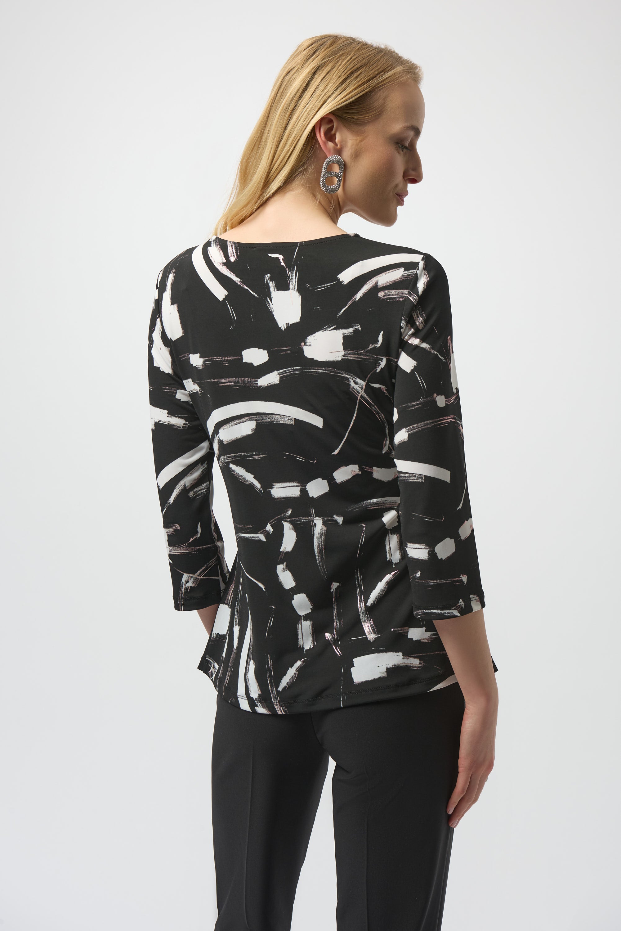 Abstract Lurex Print Ruch Top