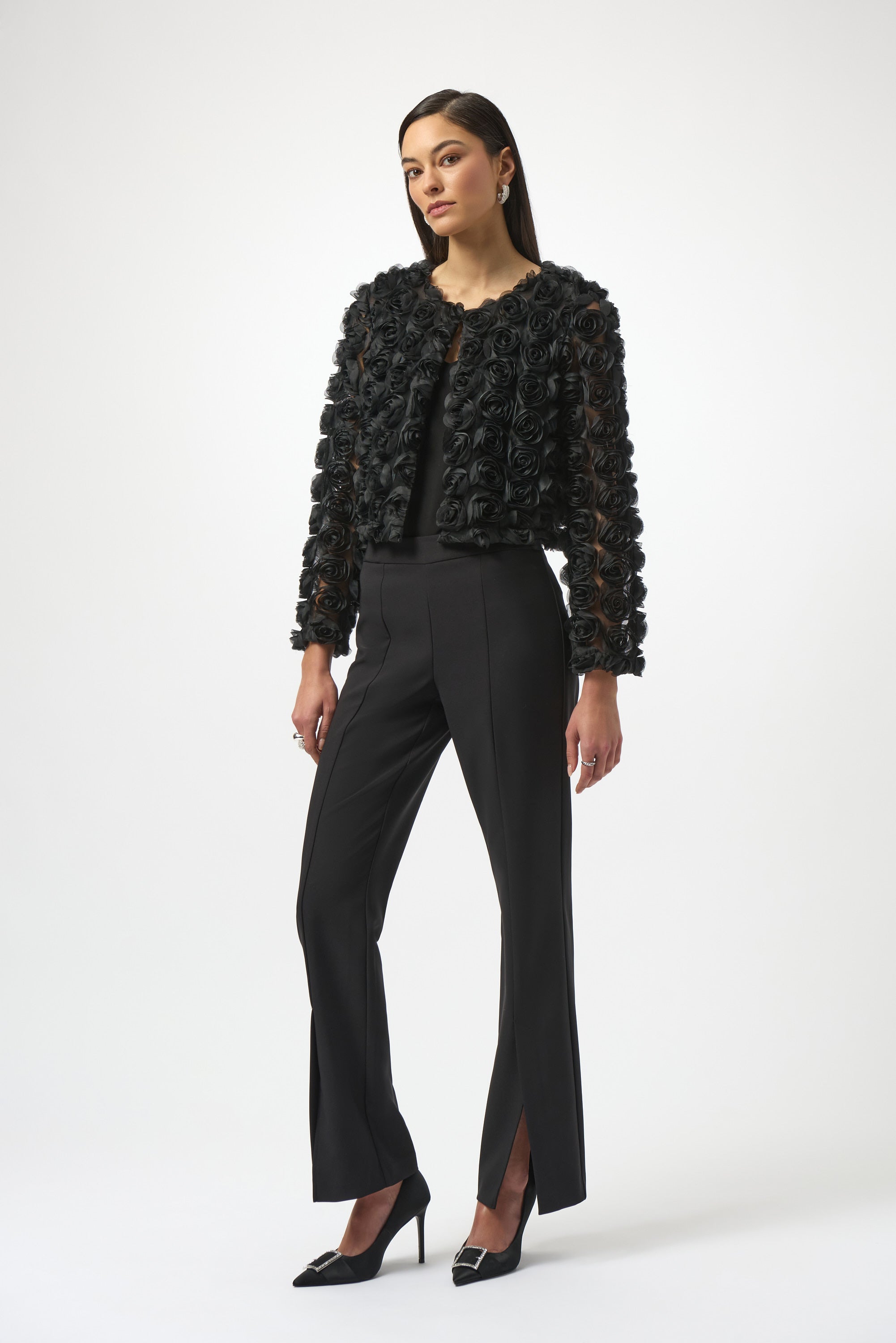 Rosette Mesh Crop Jacket