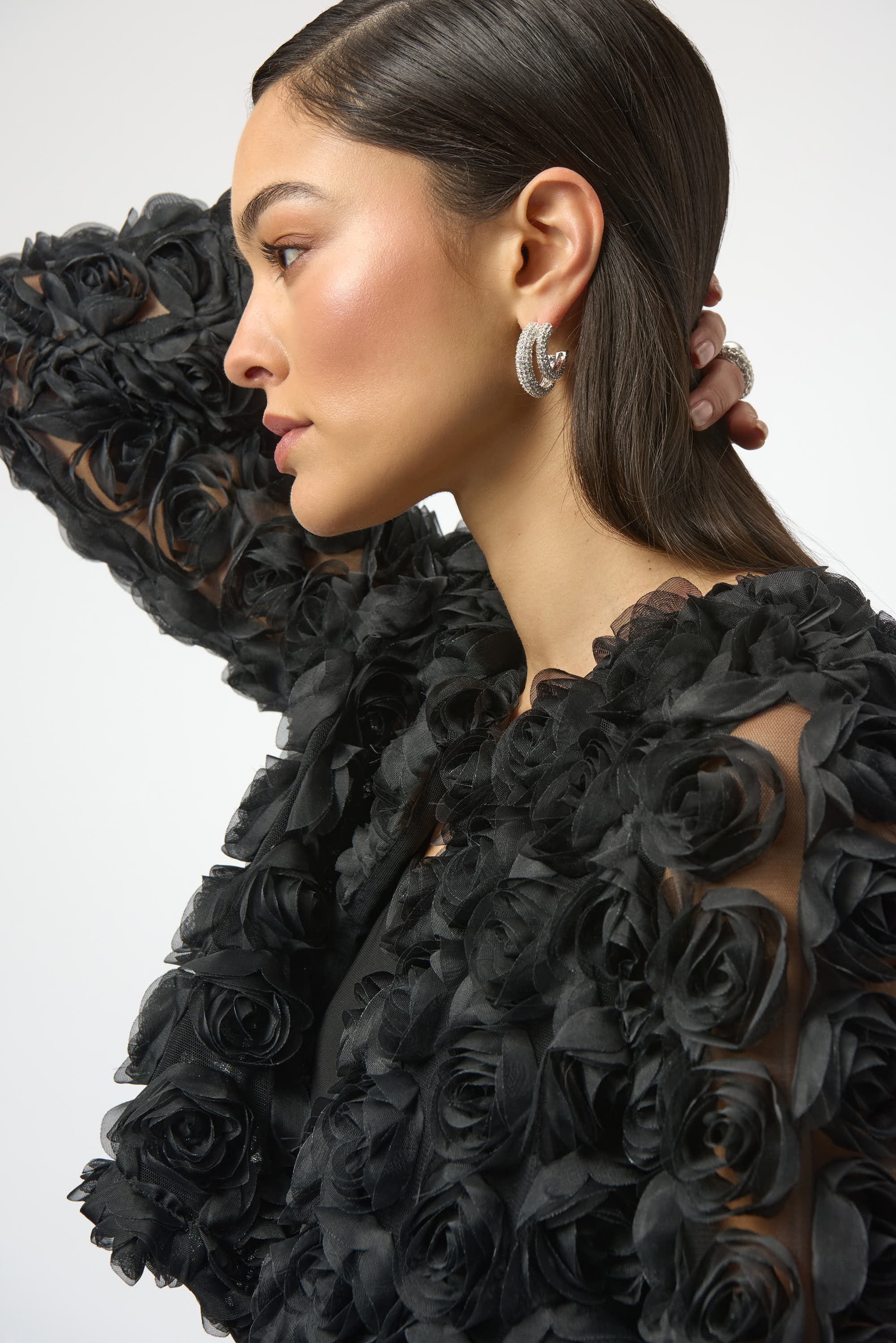 Rosette Mesh Crop Jacket