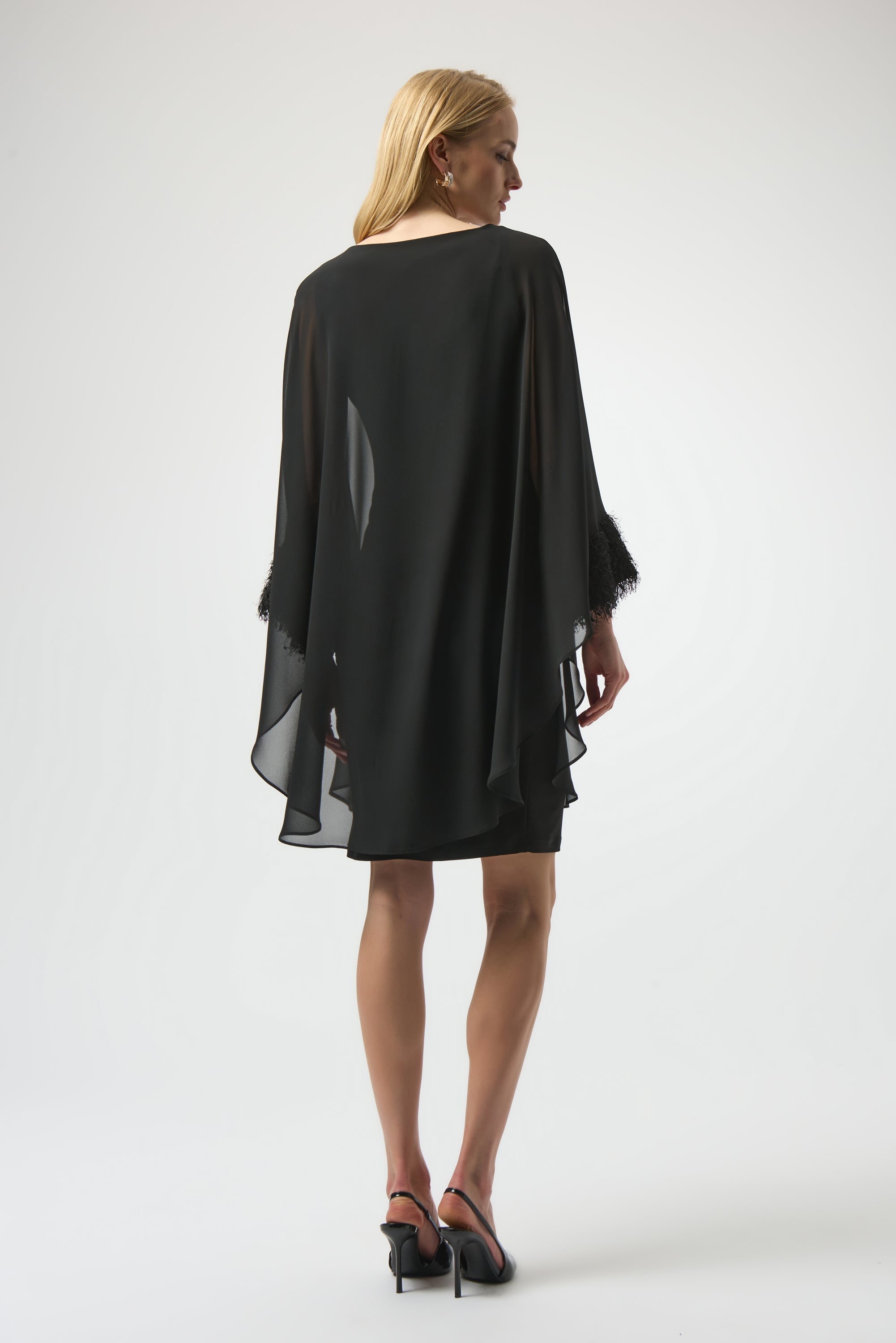 Chiffon Overlay Cape Dress
