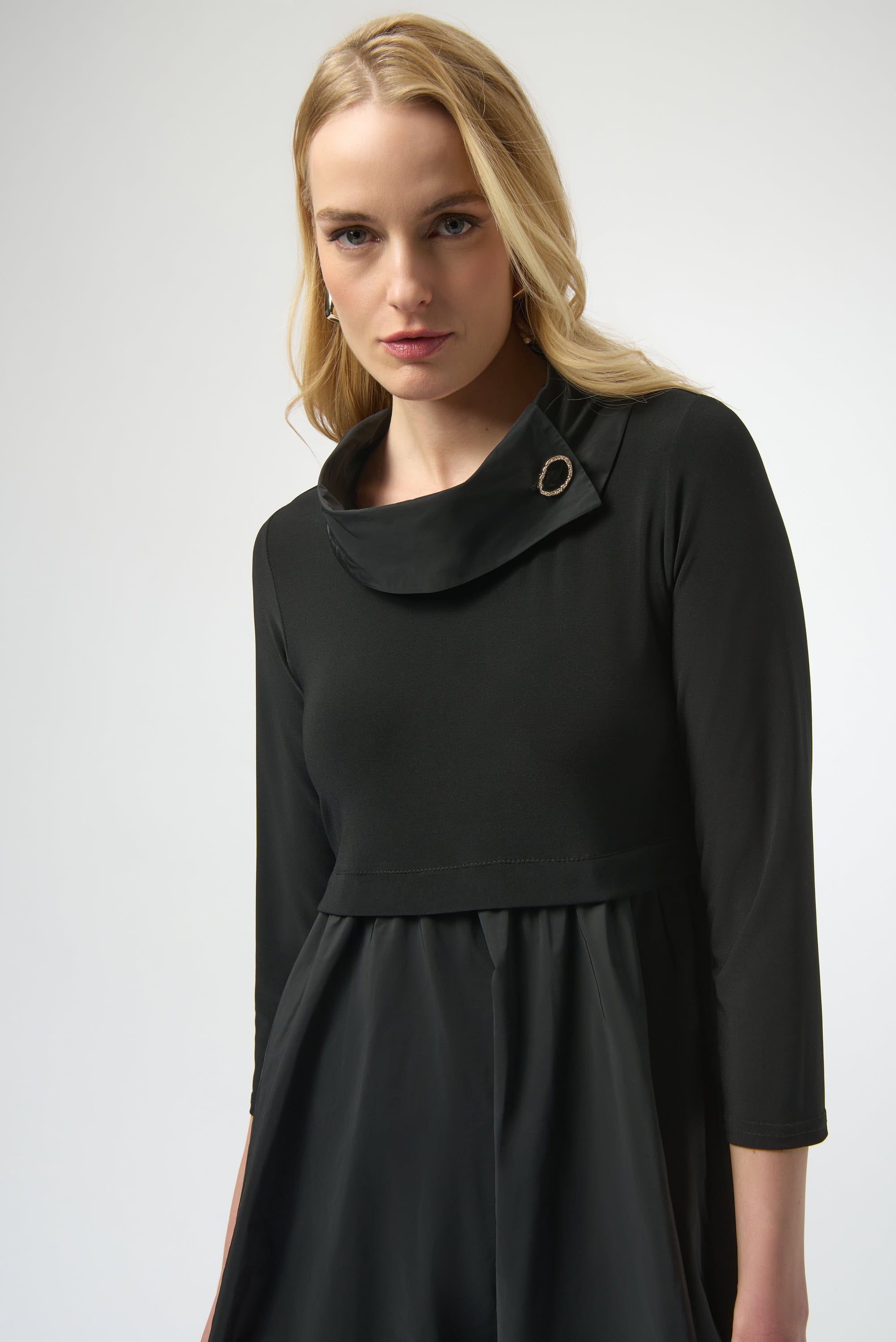 Taffeta Cowl Neck Midi Dress