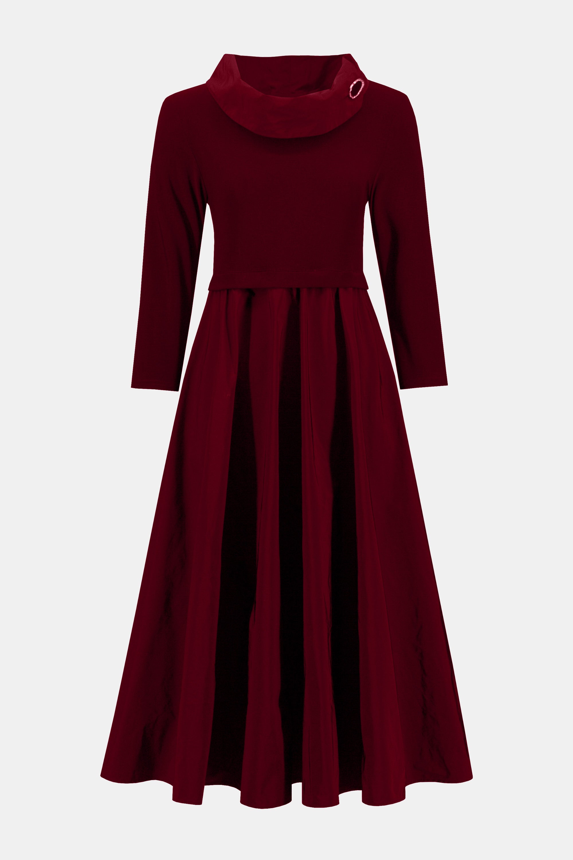 Taffeta Cowl Neck Midi Dress
