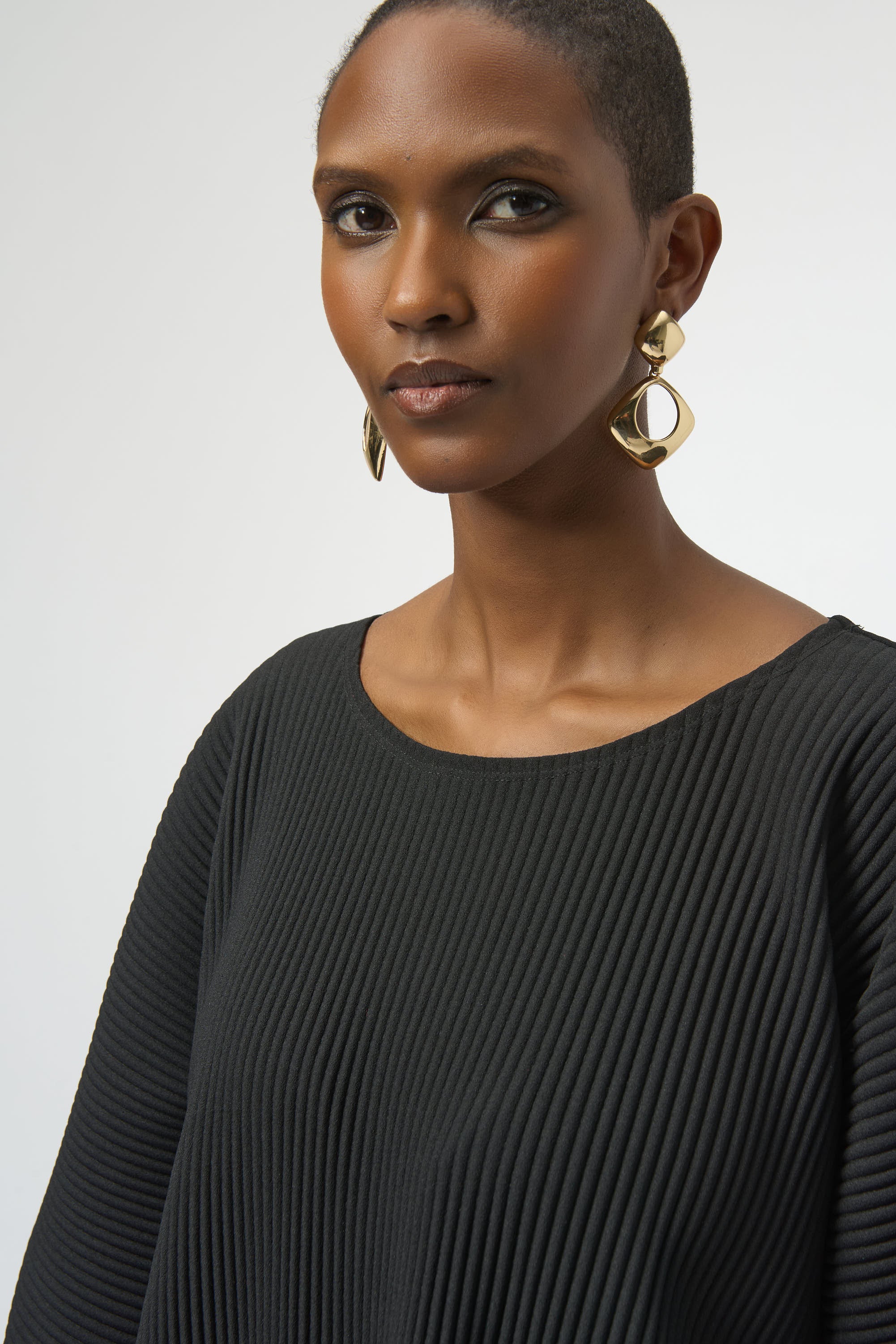 Accordion Pleat Scoop Neck Top