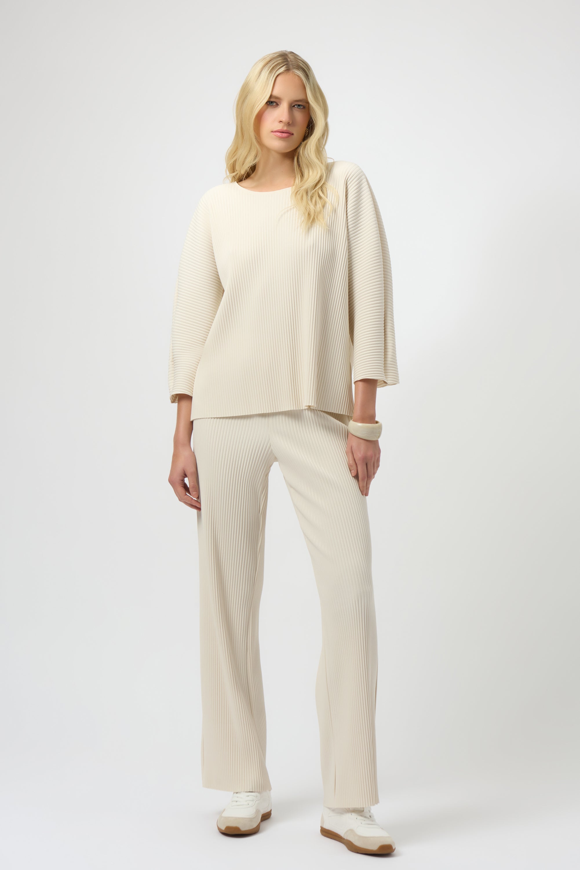 Accordion Pleat Scoop Neck Top
