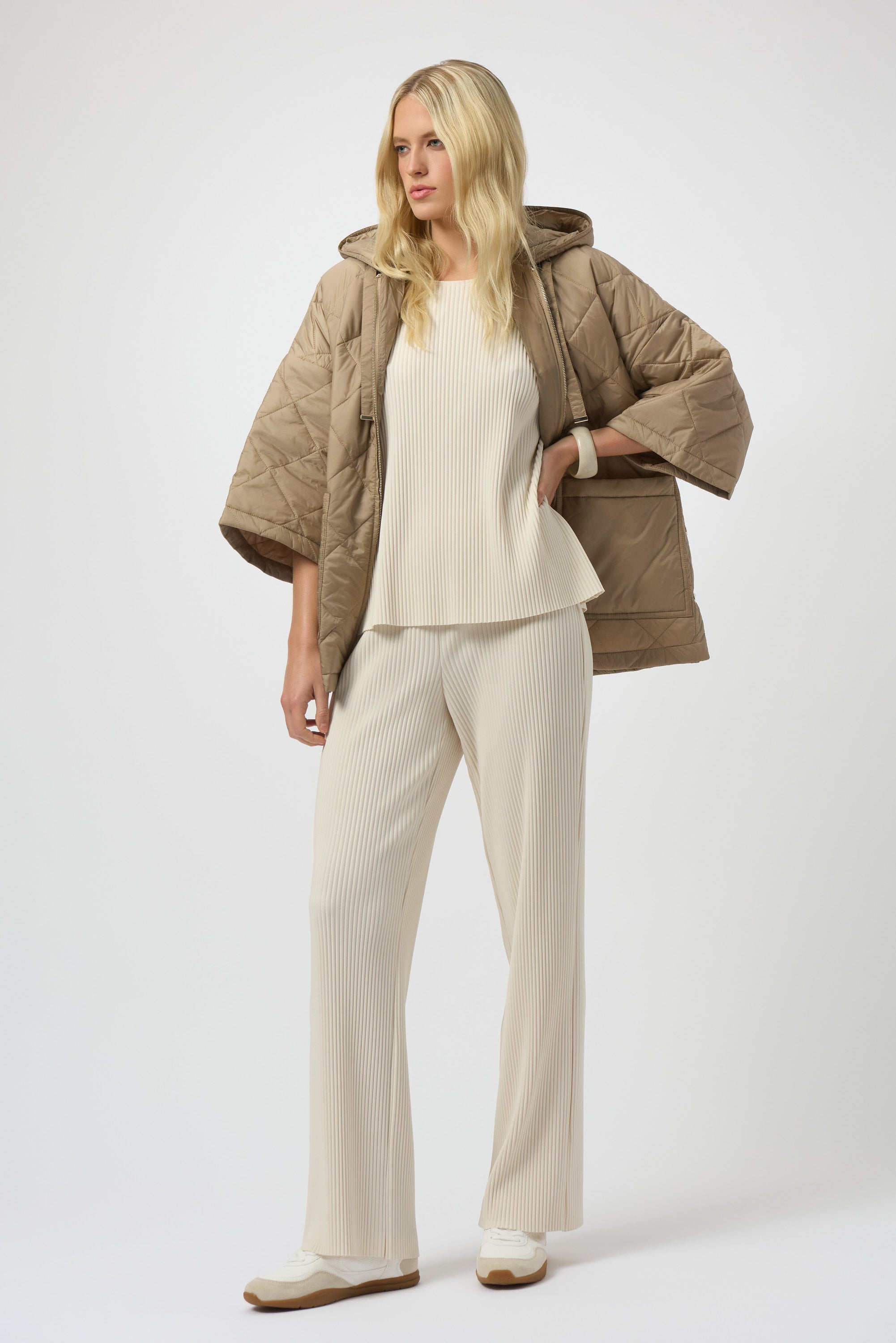 Accordion Pleat Scoop Neck Top