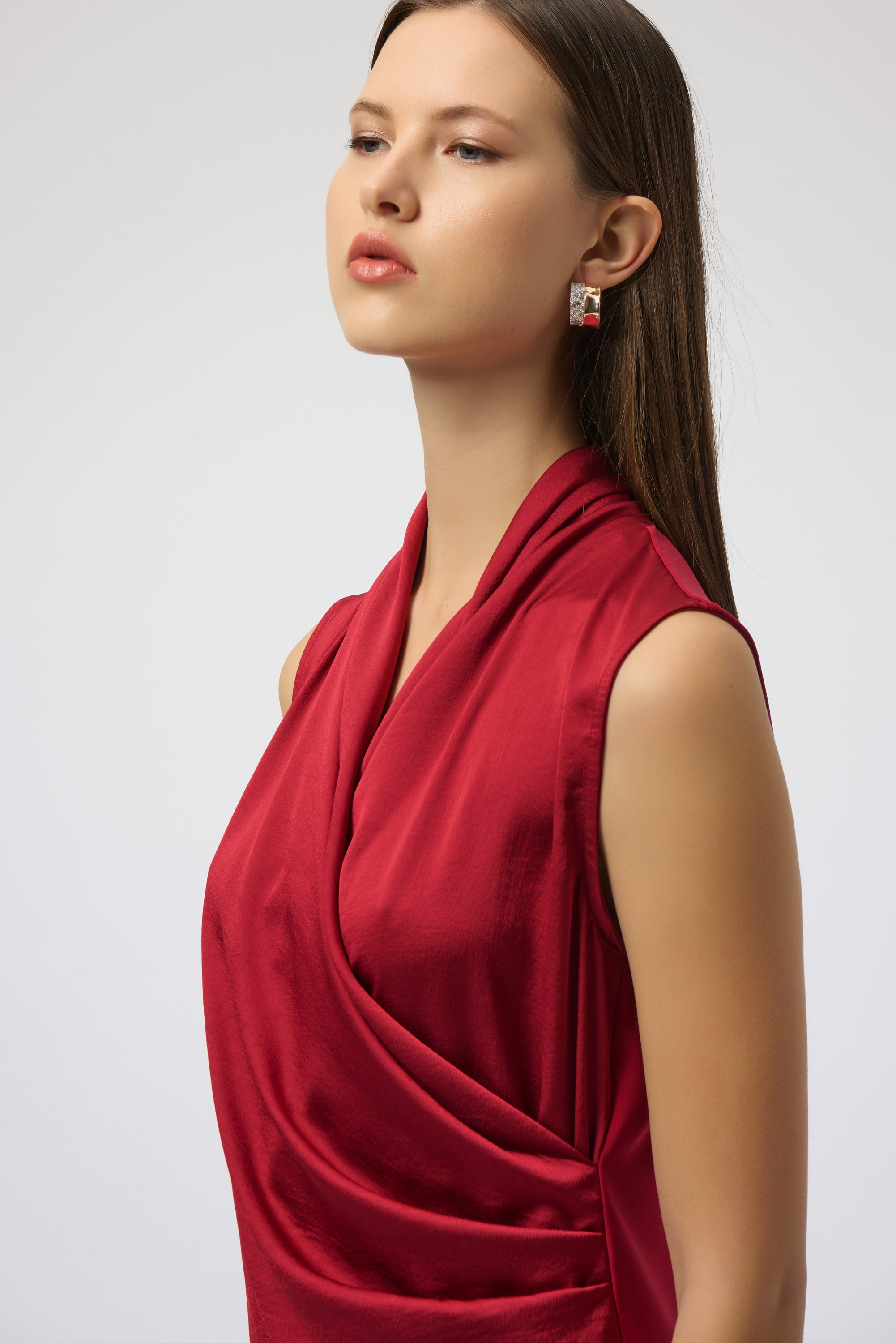 Satin V-Neck Wrap Top