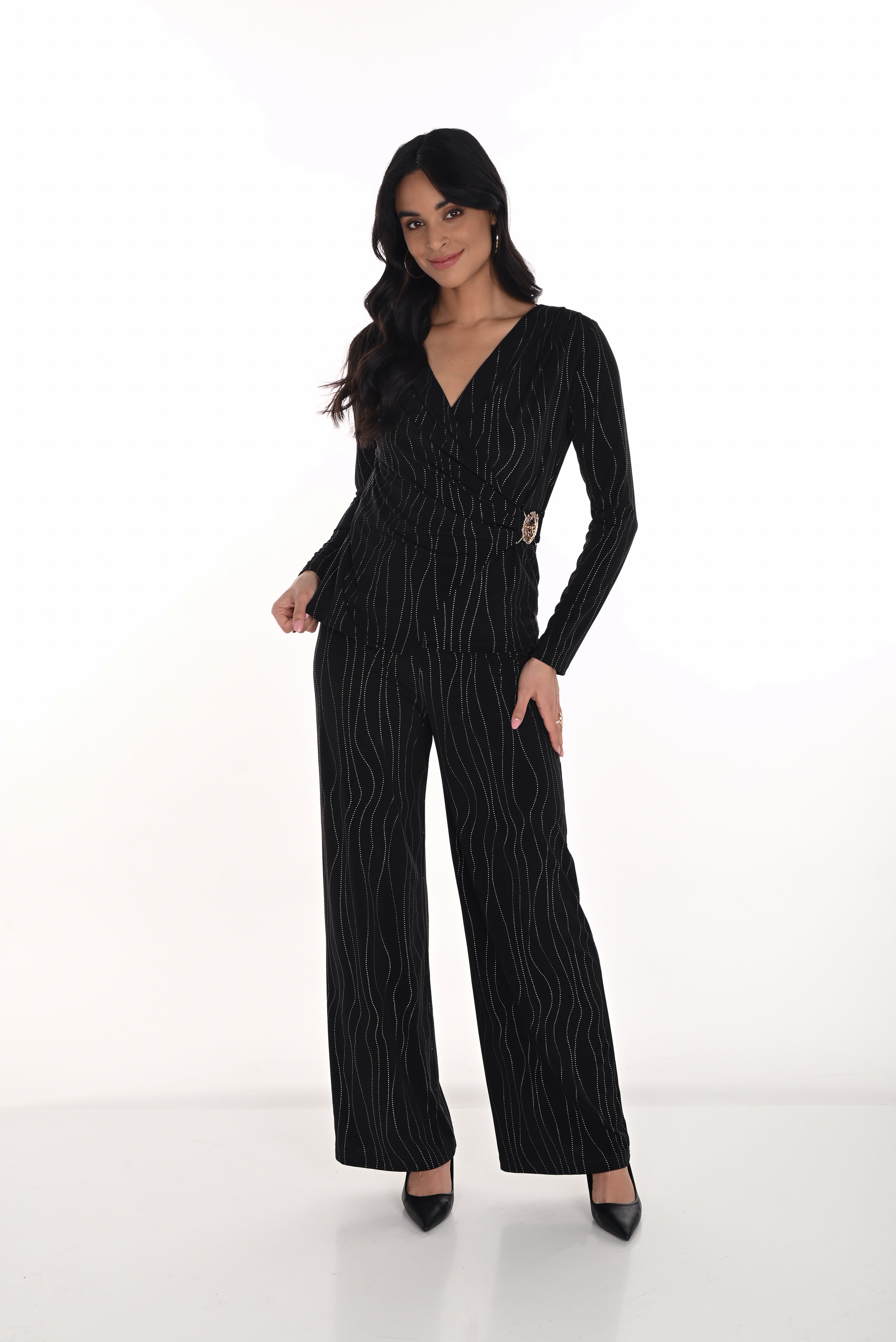 Wave Print Wide Leg Pant