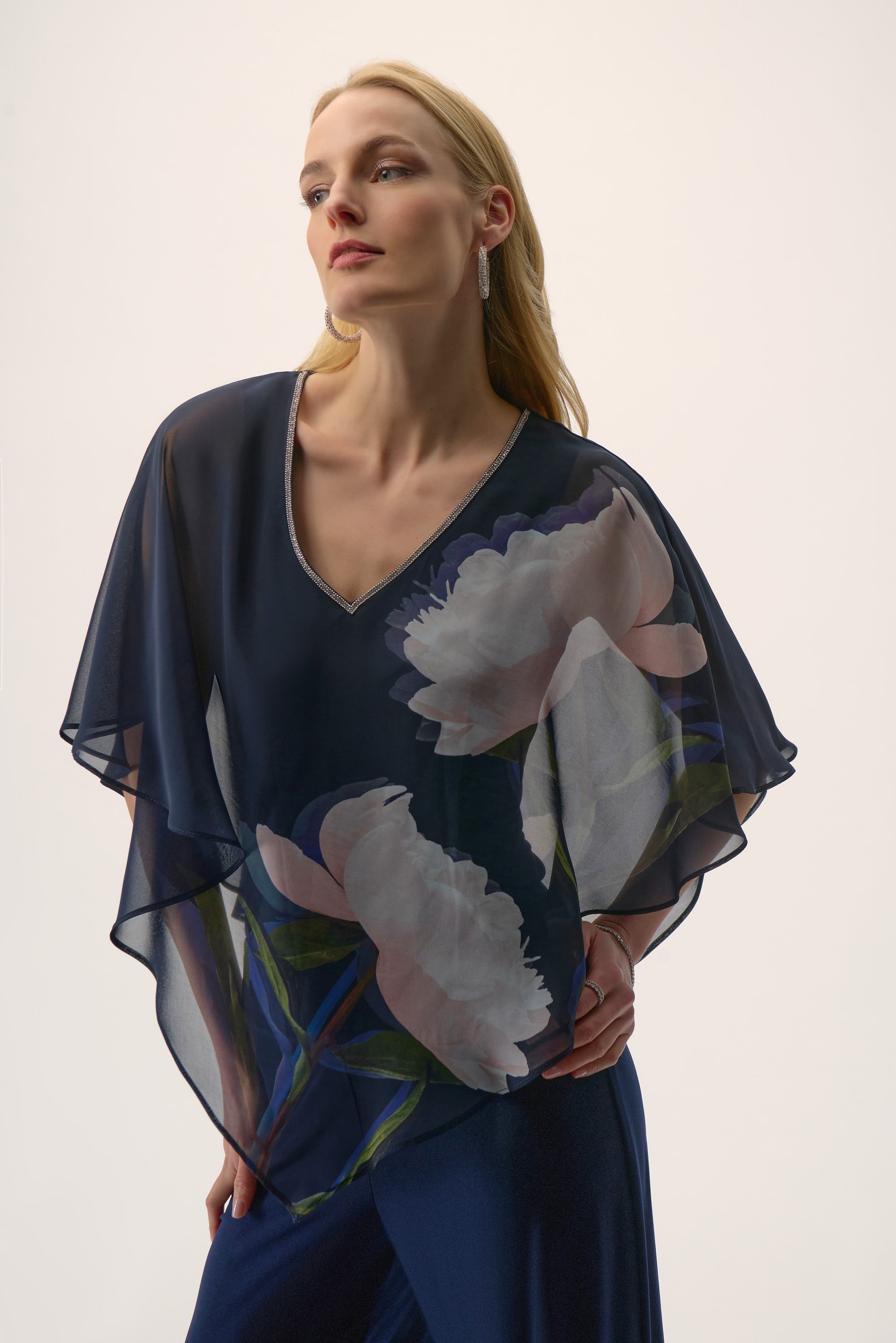 Flower Print Chiffon Overlay Top