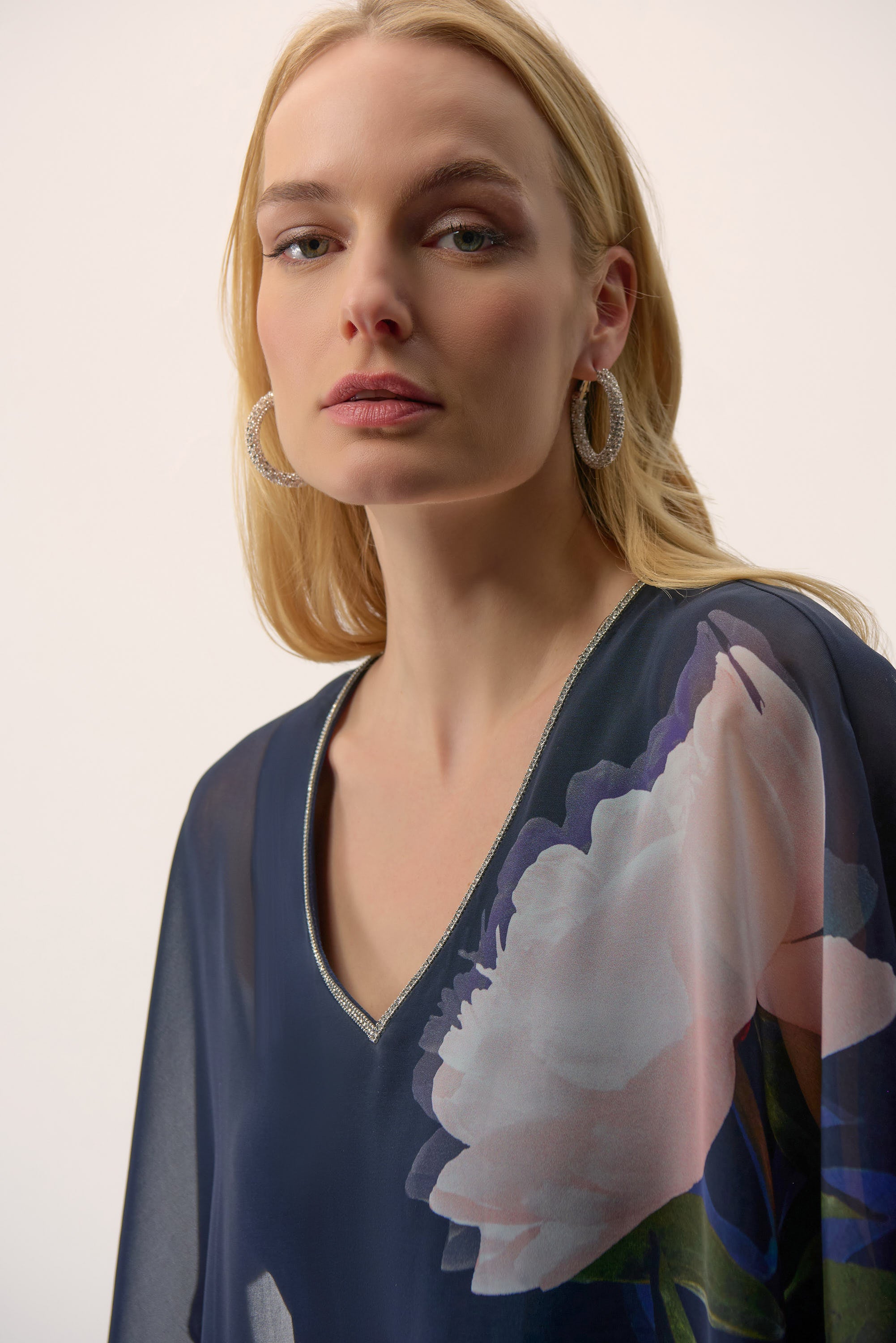 Flower Print Chiffon Overlay Top