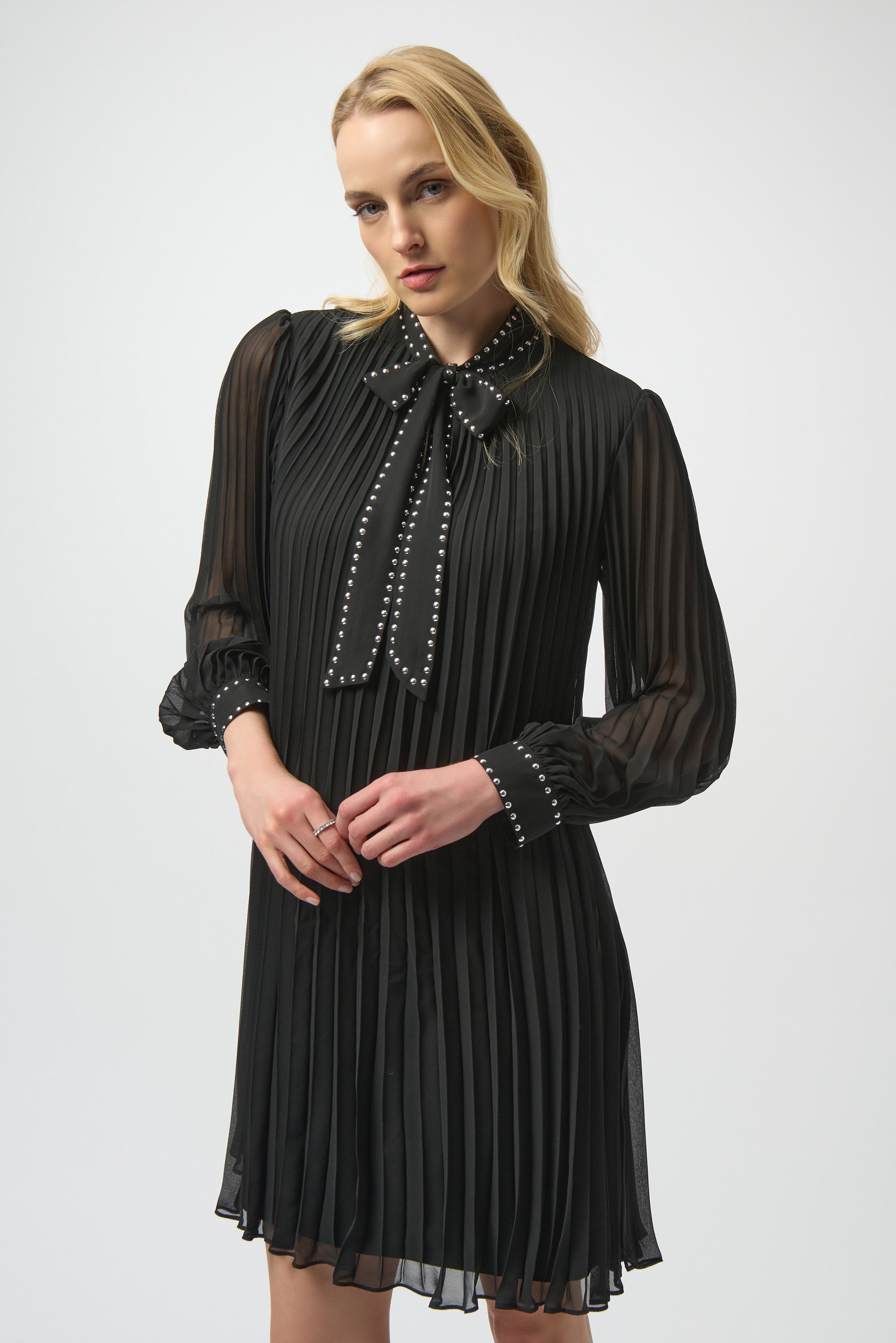 Accordion Pleat Chiffon Dress