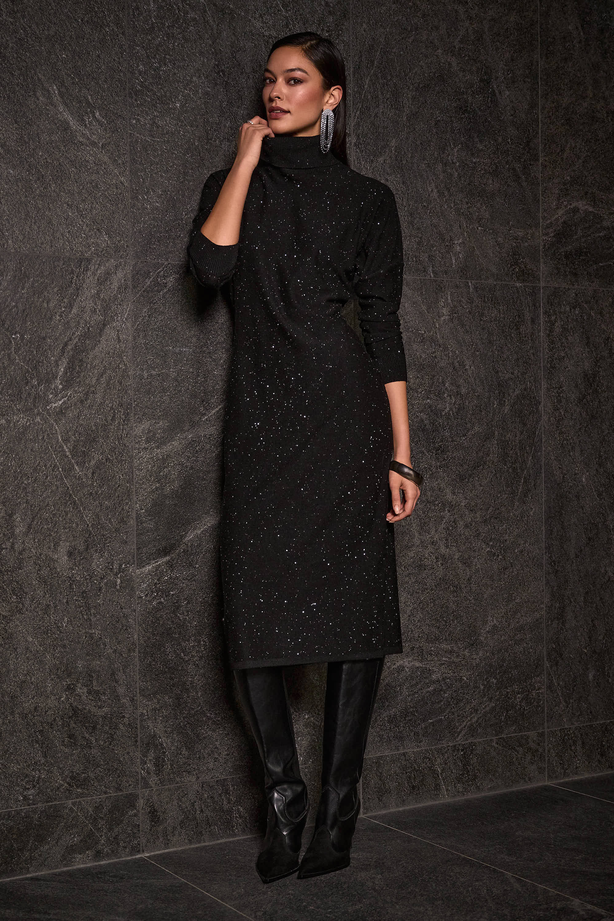 Turtle Neck Sweater Dress