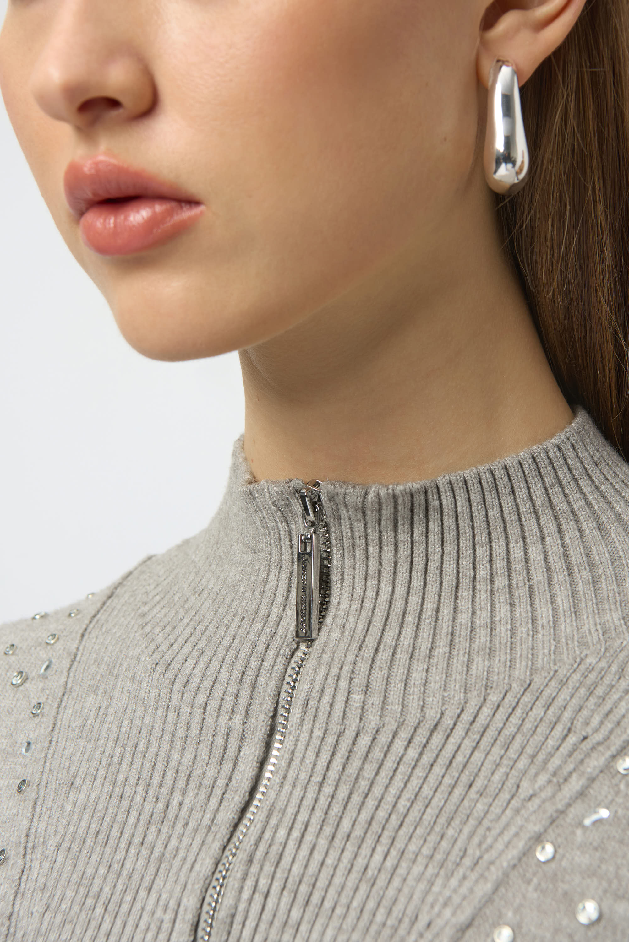 Mock Neck Zip Sweater