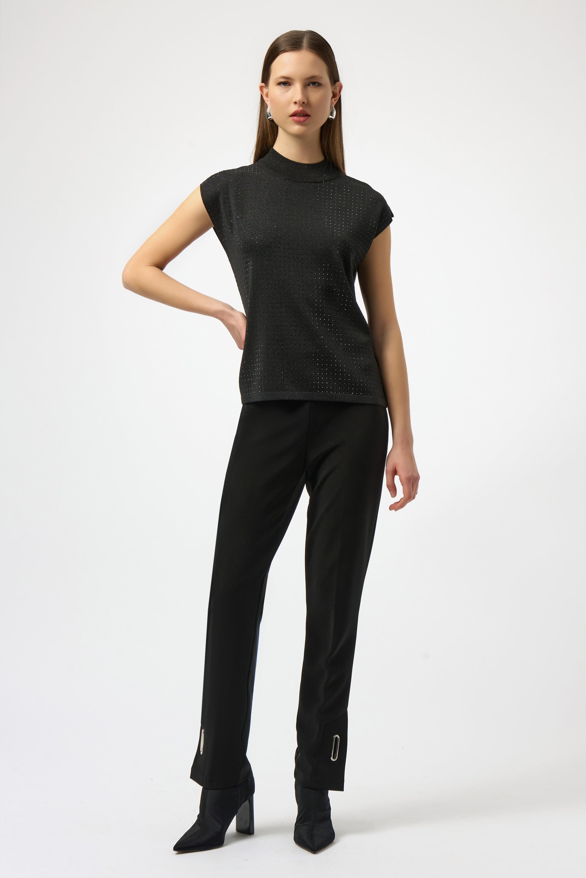 Lurex Knit Mock Neck Top
