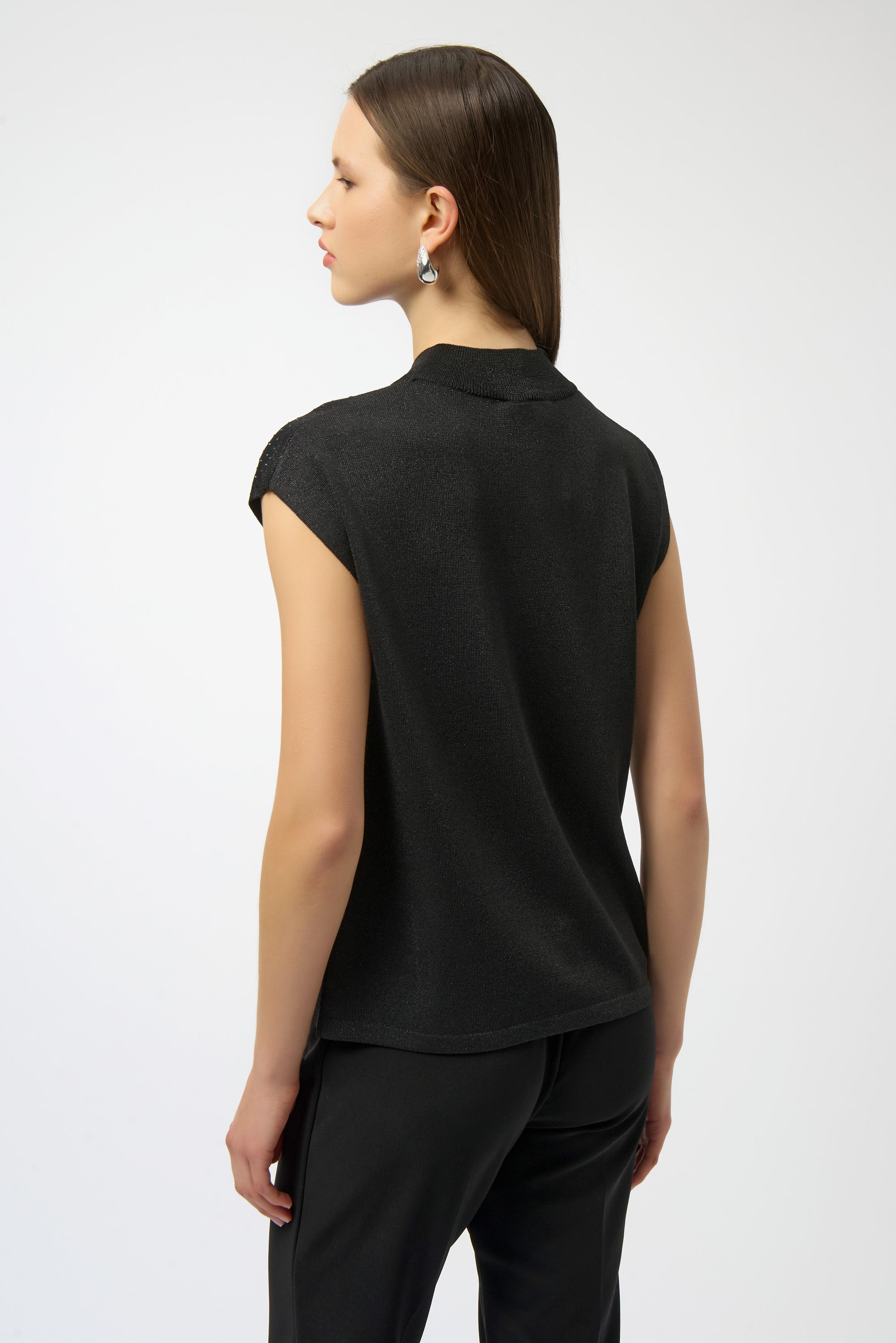 Lurex Knit Mock Neck Top