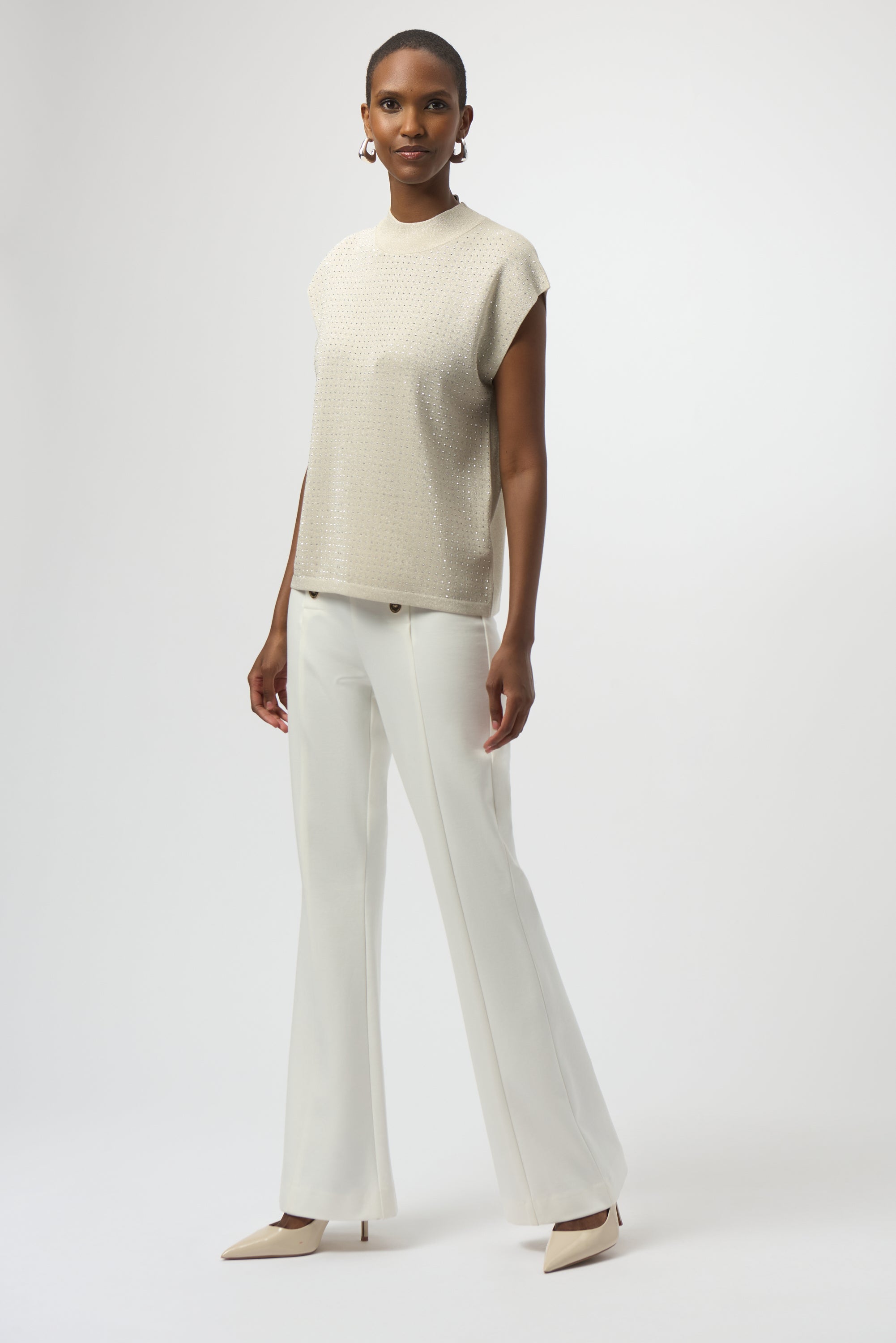 Lurex Knit Mock Neck Top
