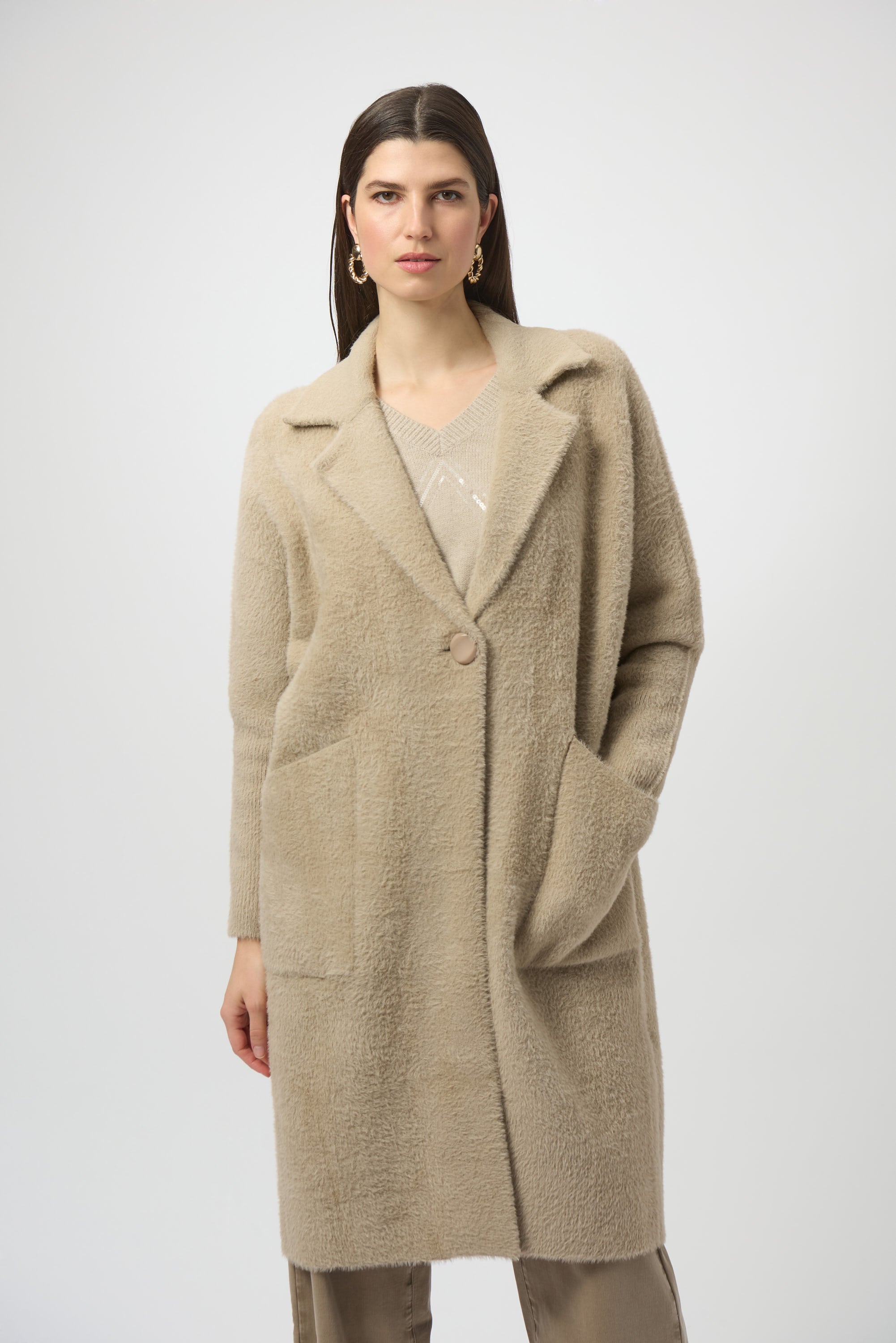 Eyelash Button Front Coat
