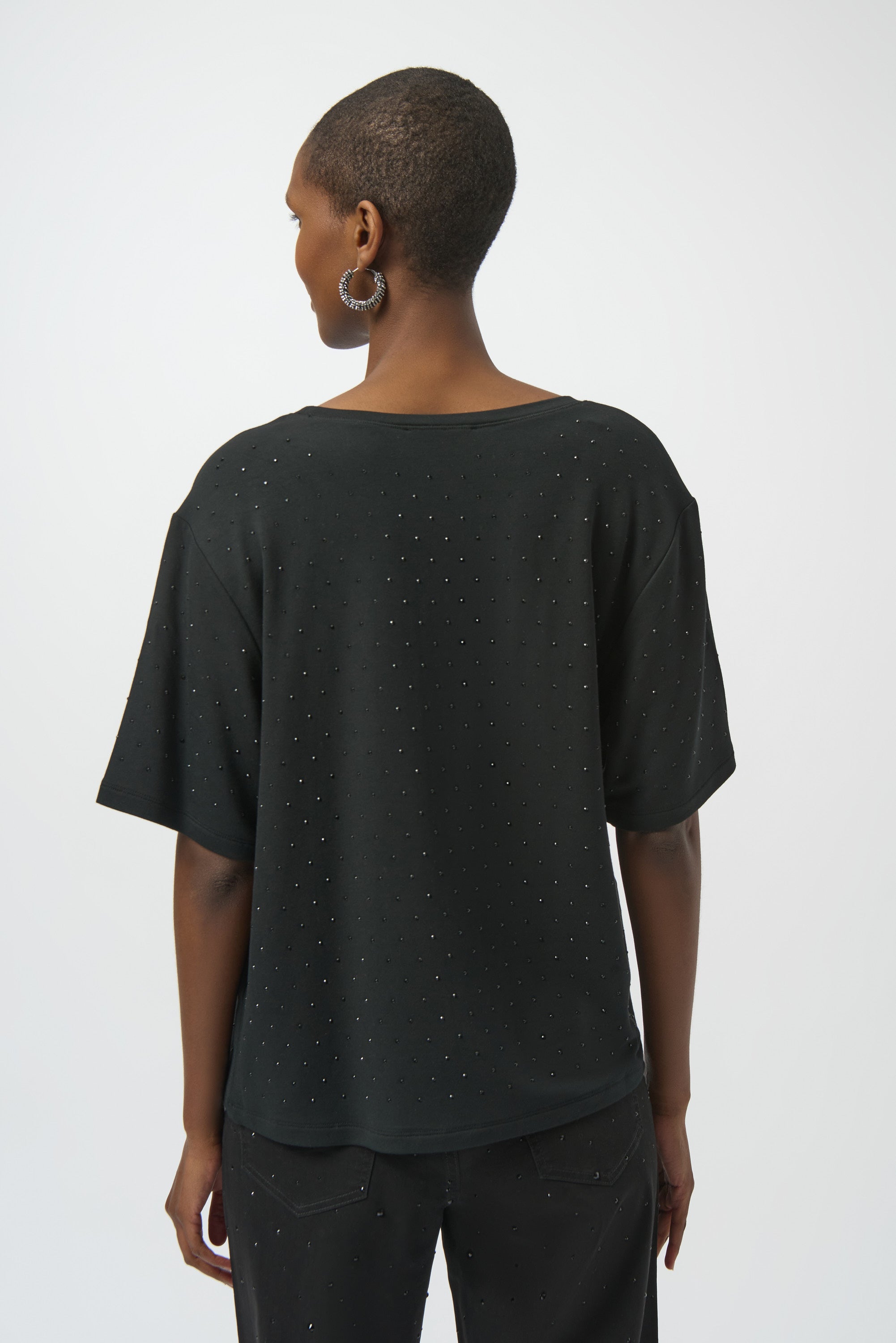 Stud Trim Short Sleeve Top