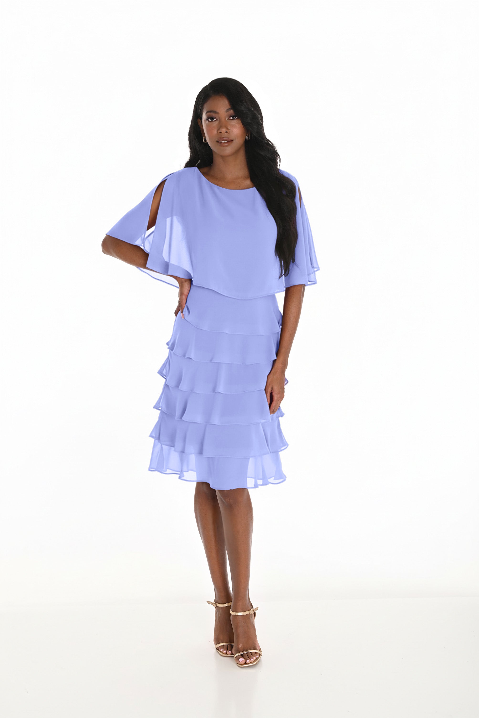 Chiffon Overlay Tiered Dress