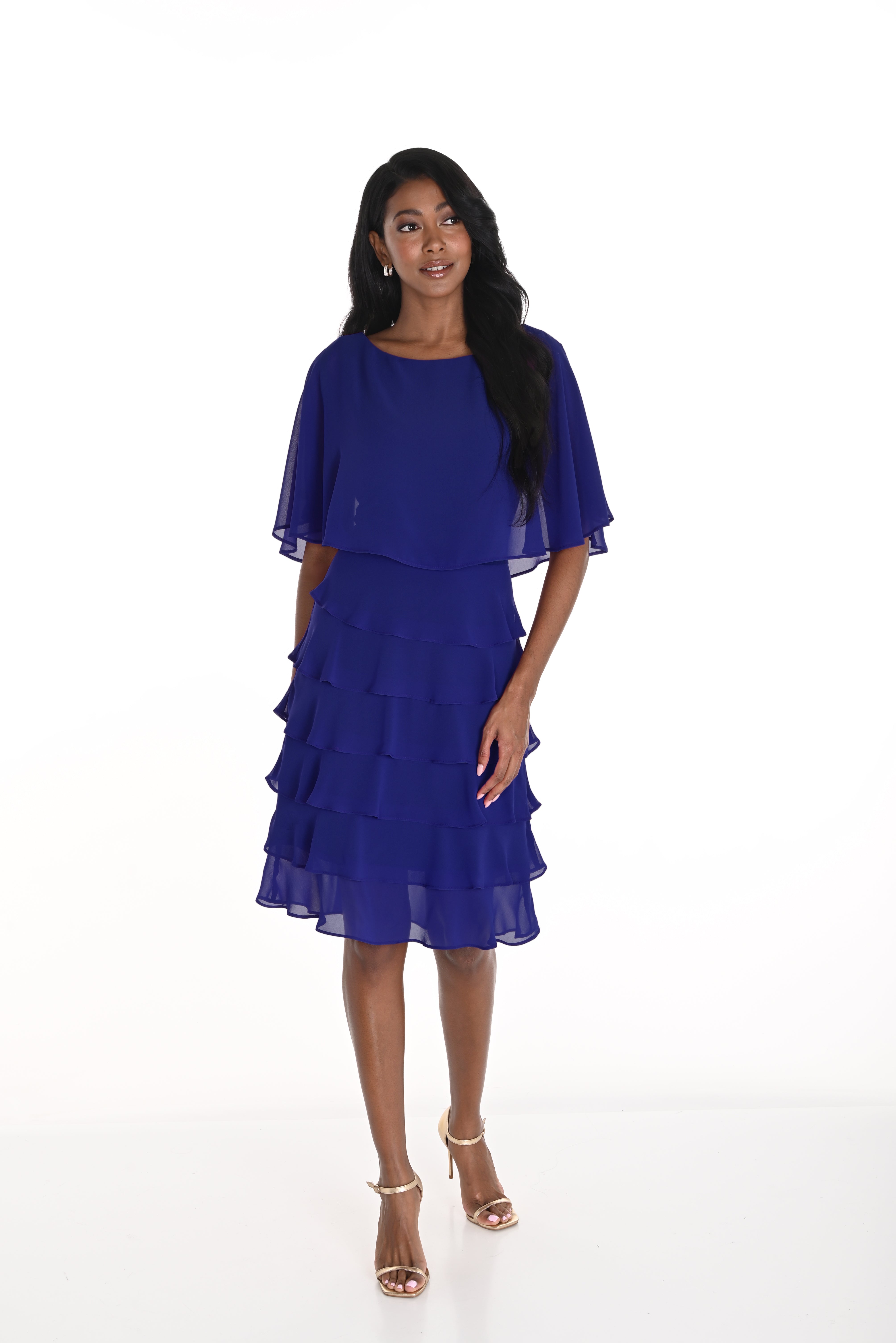 Chiffon Overlay Tiered Dress
