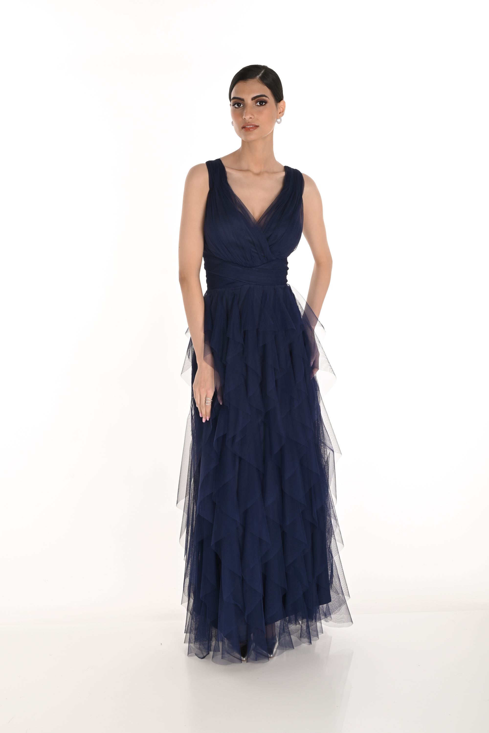 V-neck Tiered Maxi