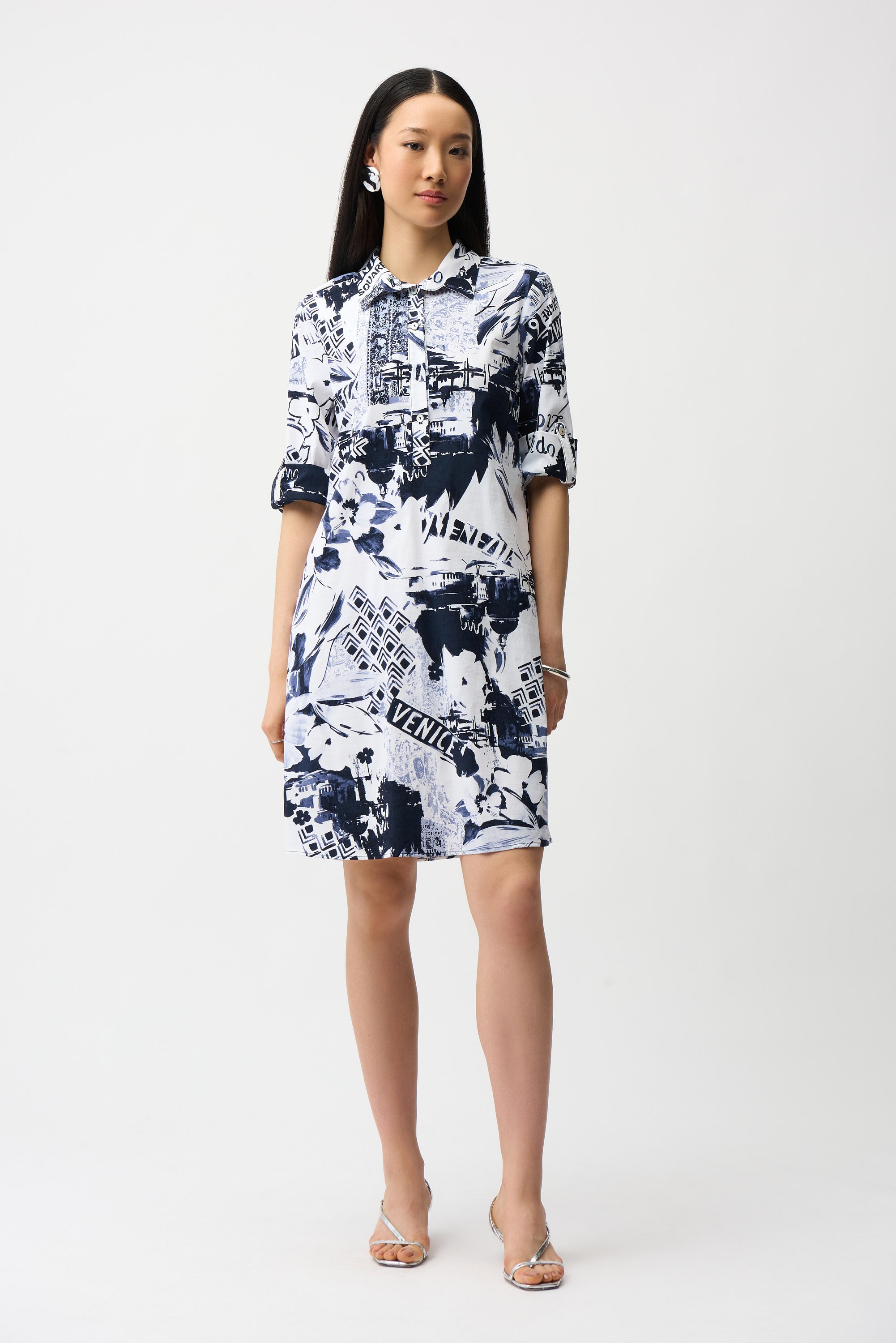 Abstract Print Shirt Dress