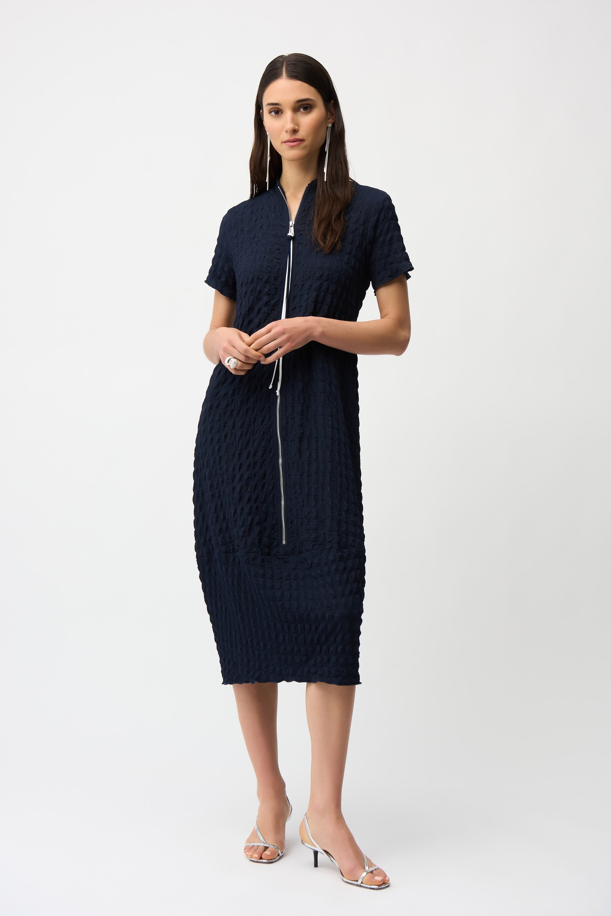 Waffle Texture Bubble Midi Dress