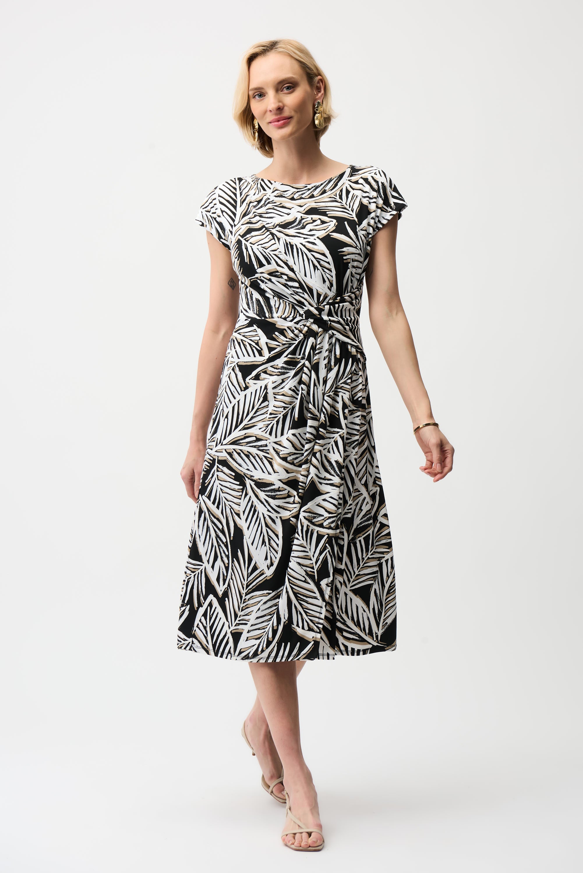 Leaf Print Knot Detail Midi