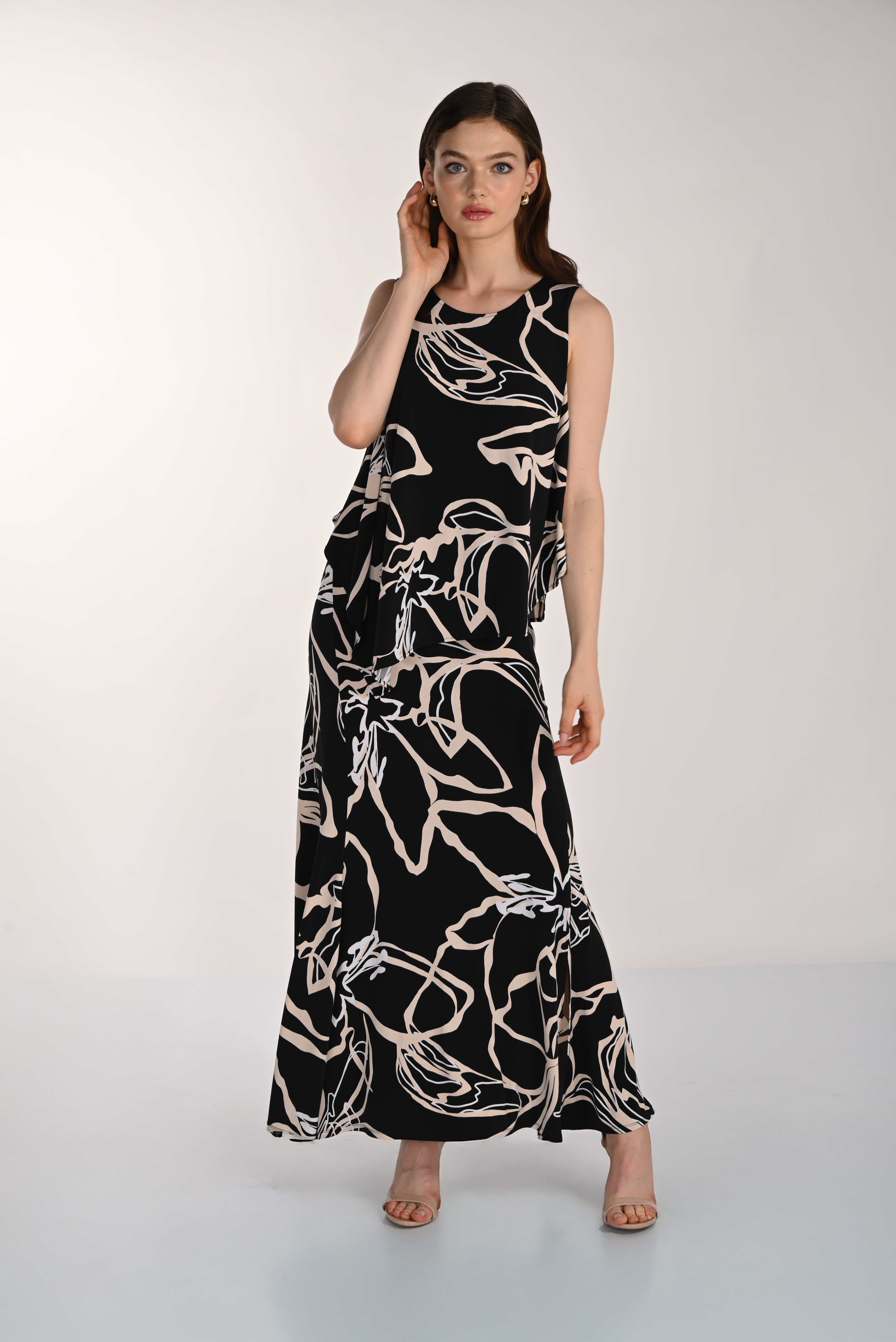 Floral Print Overlay Maxi