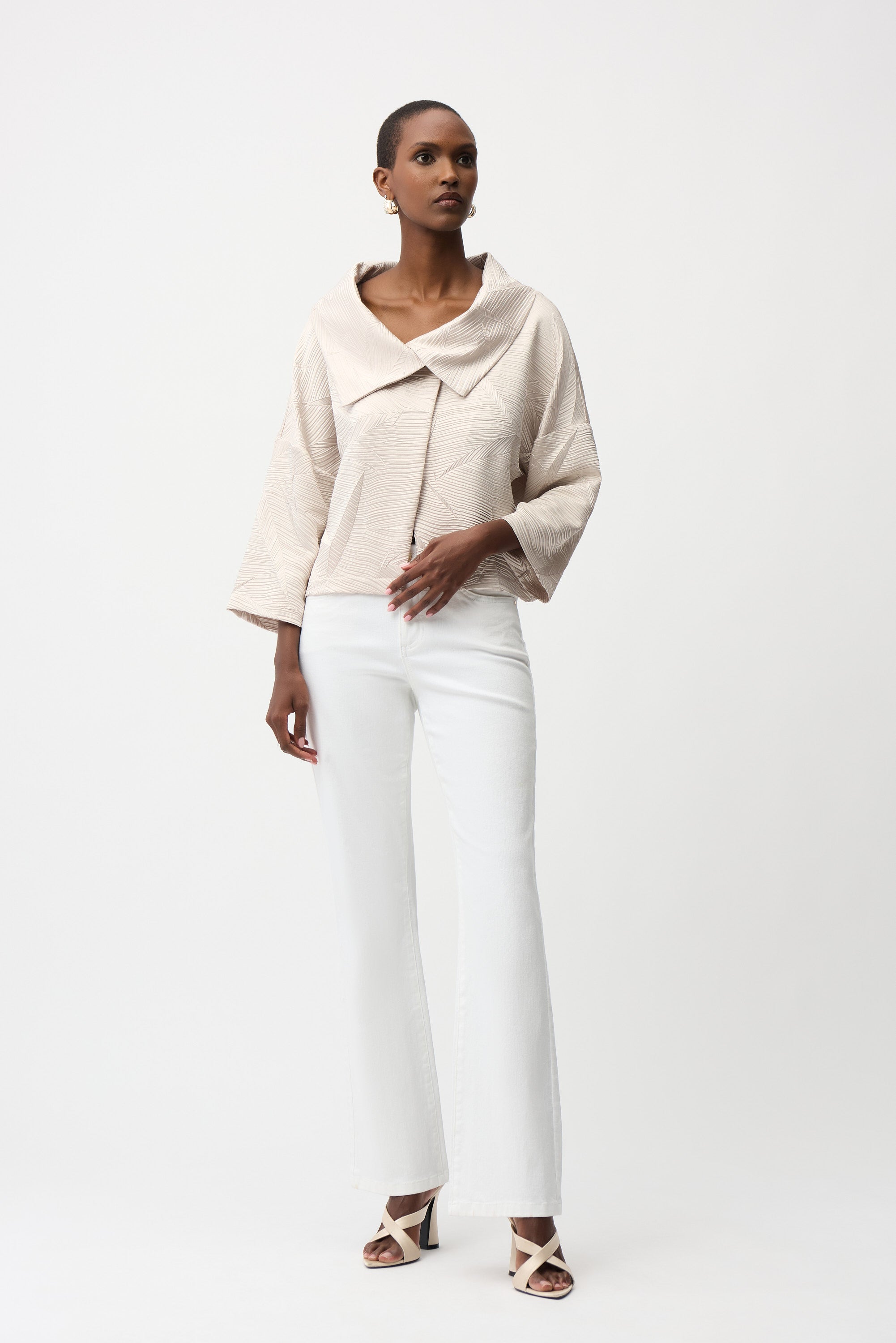 Pleat Button Front Crop Jacket