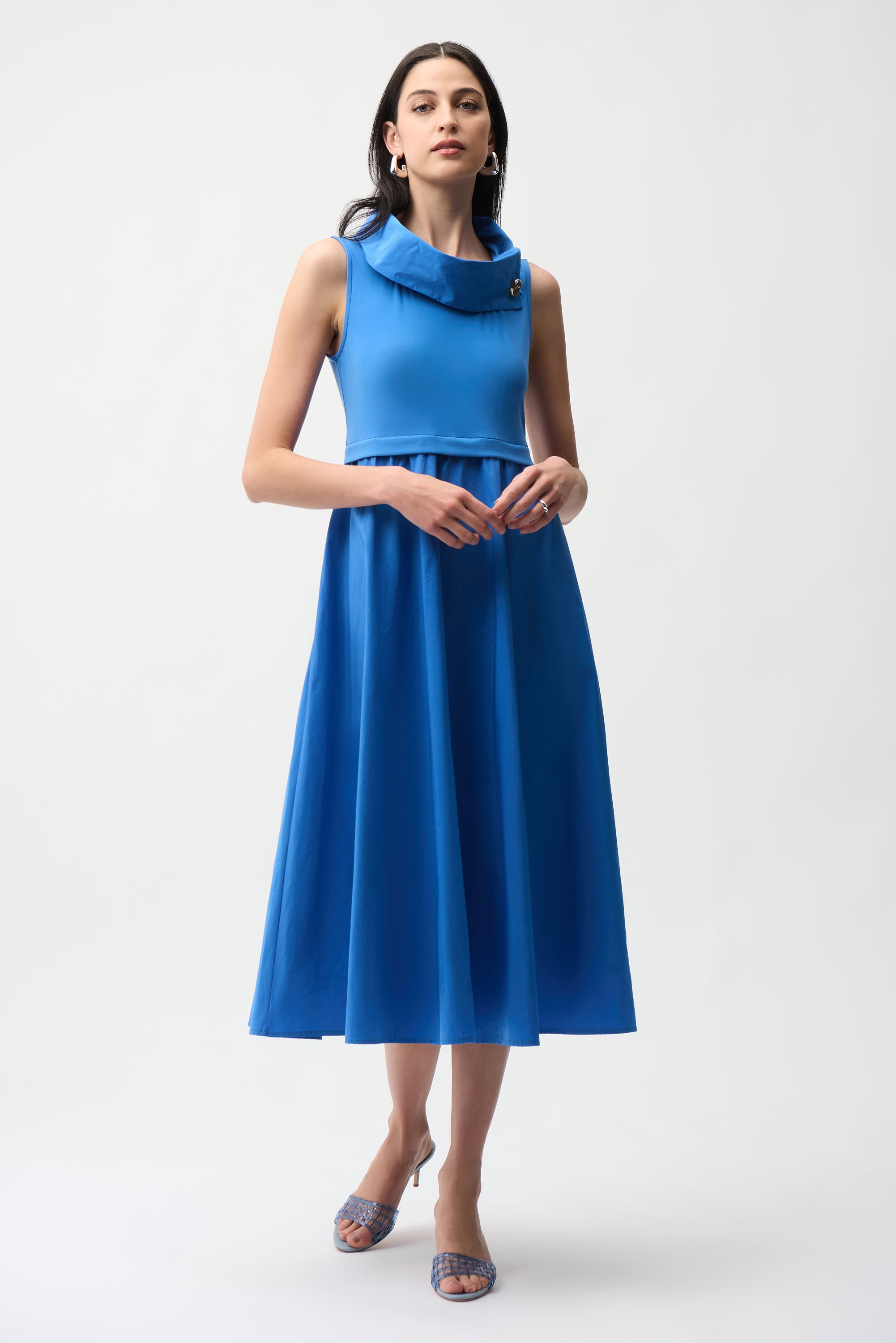 Cowl Neck Taffeta Midi