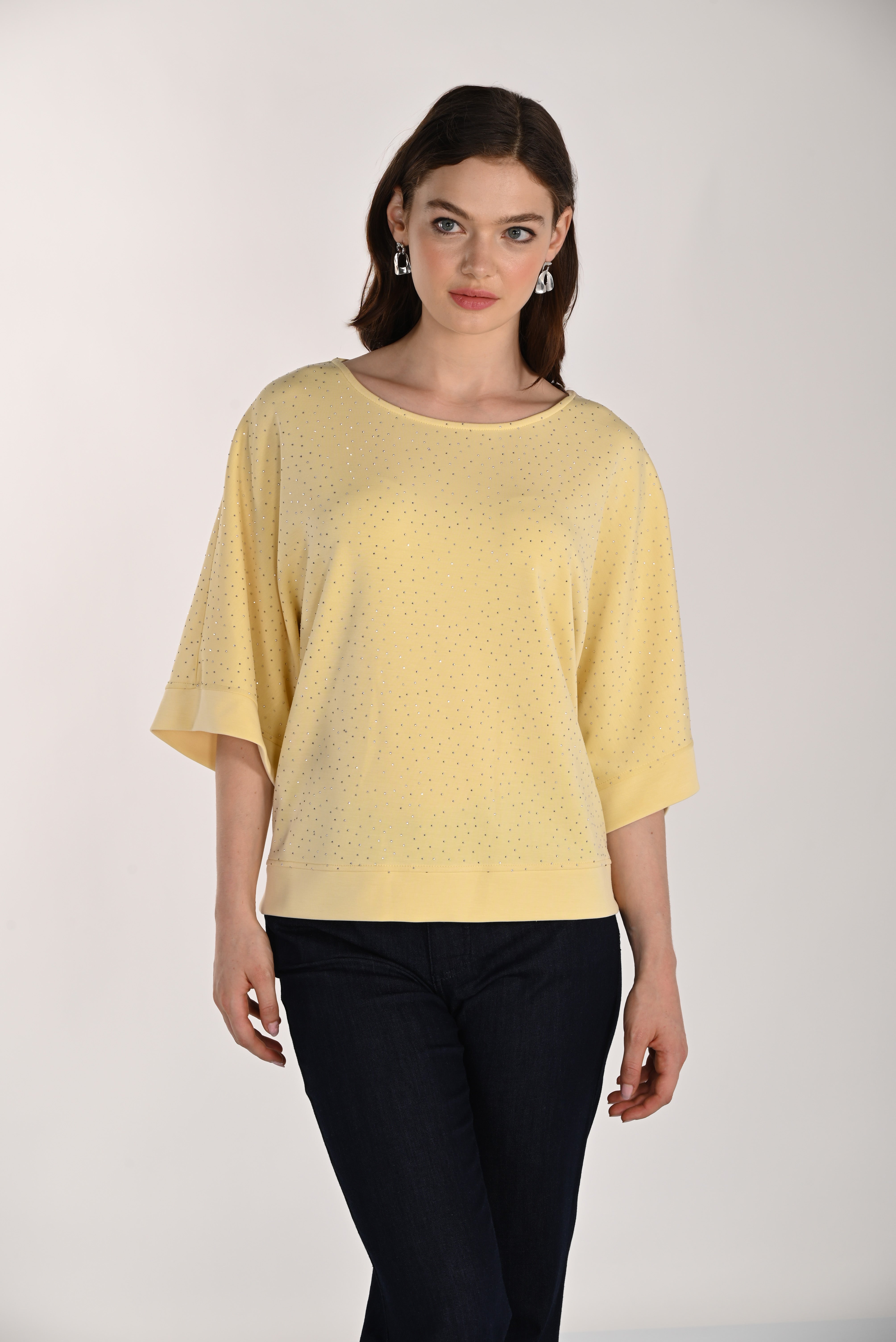 Stud Trim Scoop Neck Top