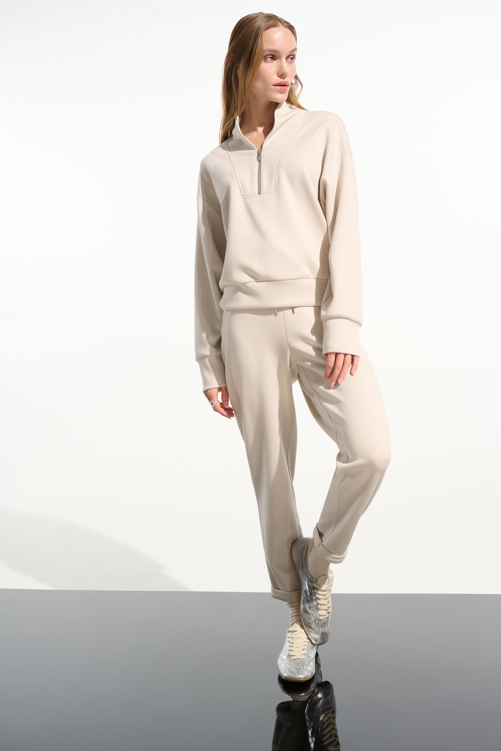 Zip V-neck Sweatshirt