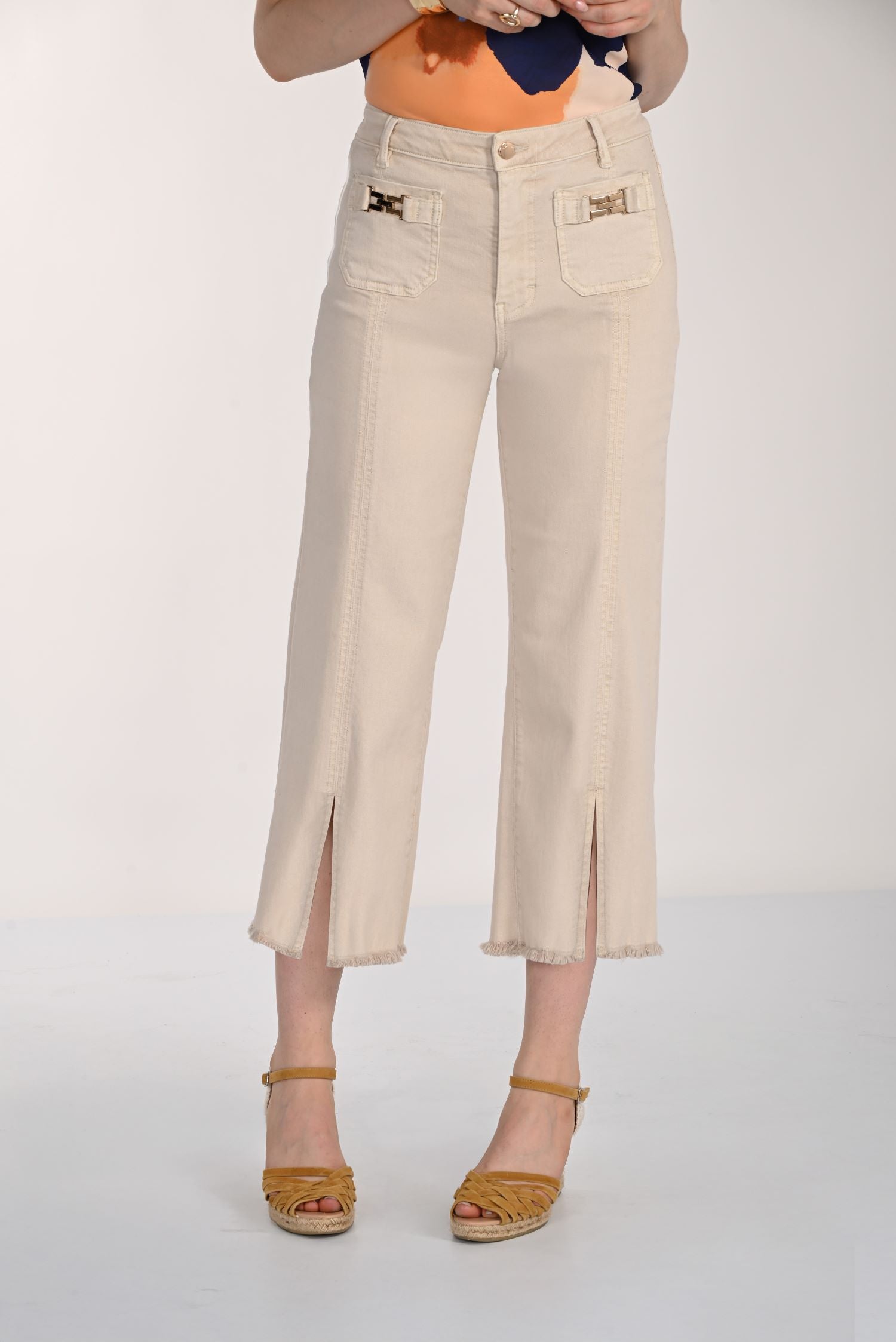 Wide Leg Front Slit Culotte