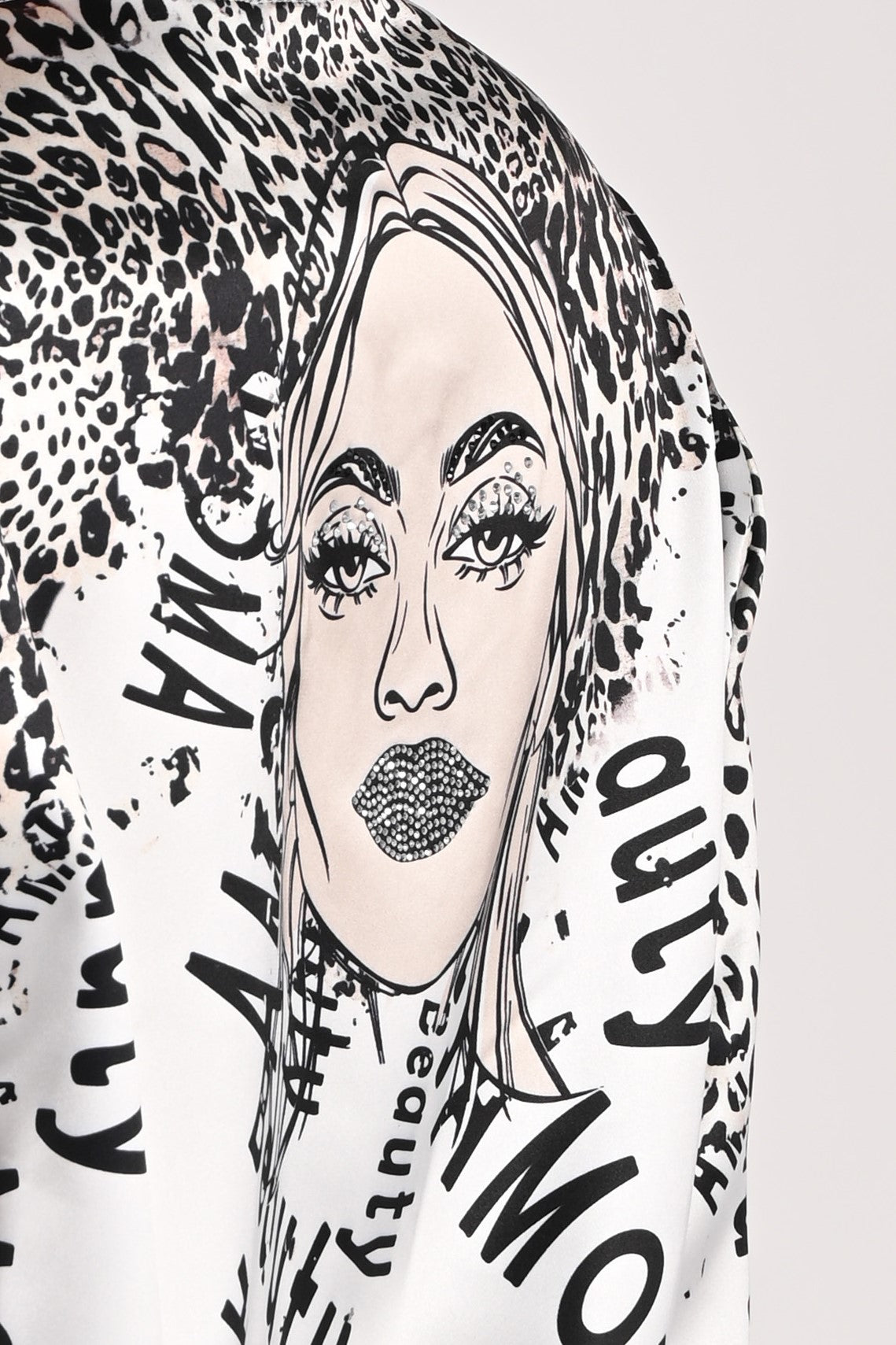 Animal Print Satin Baseball Jacket