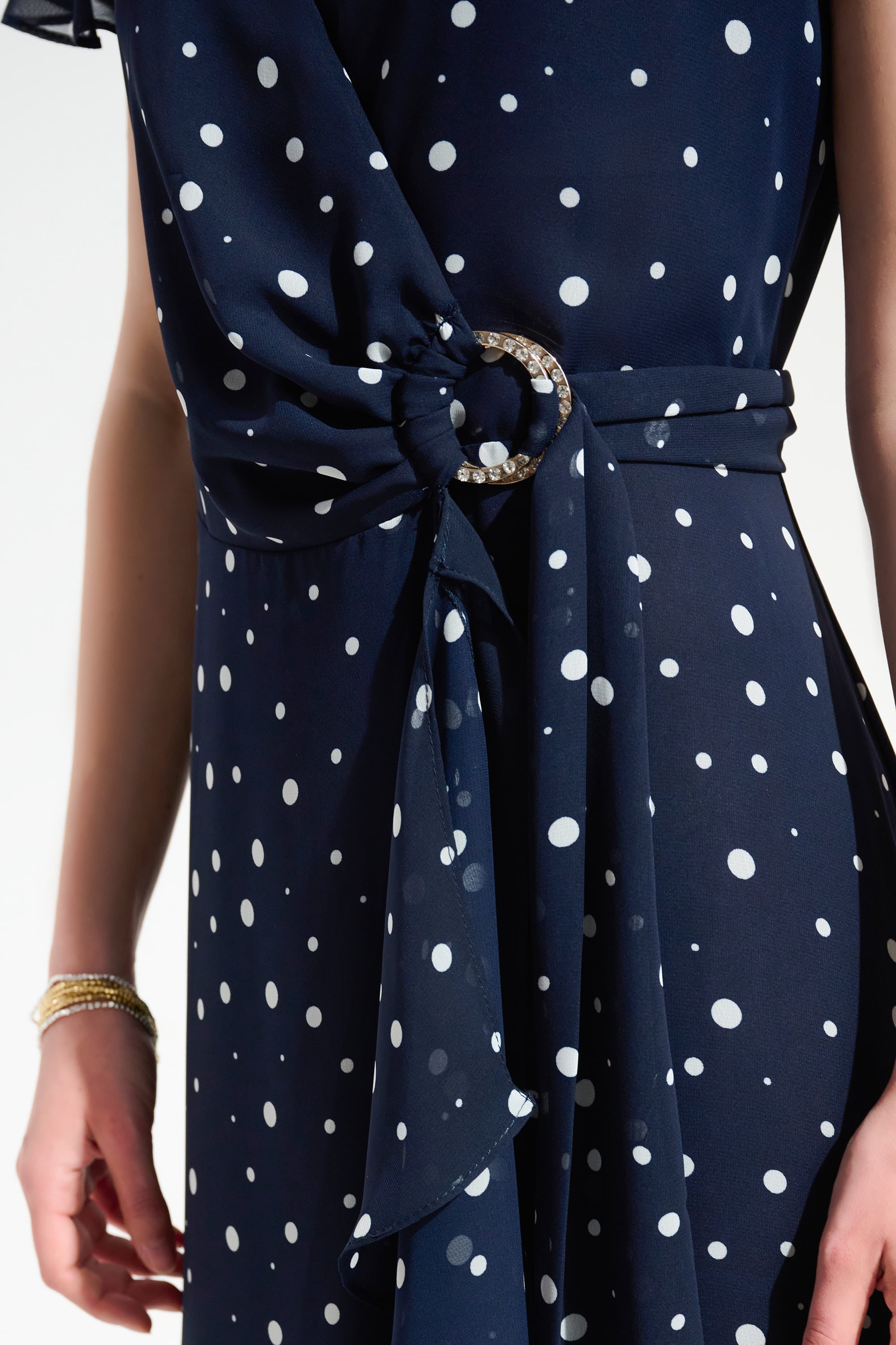 Dot Print Wrap Hi-Low Midi Dress