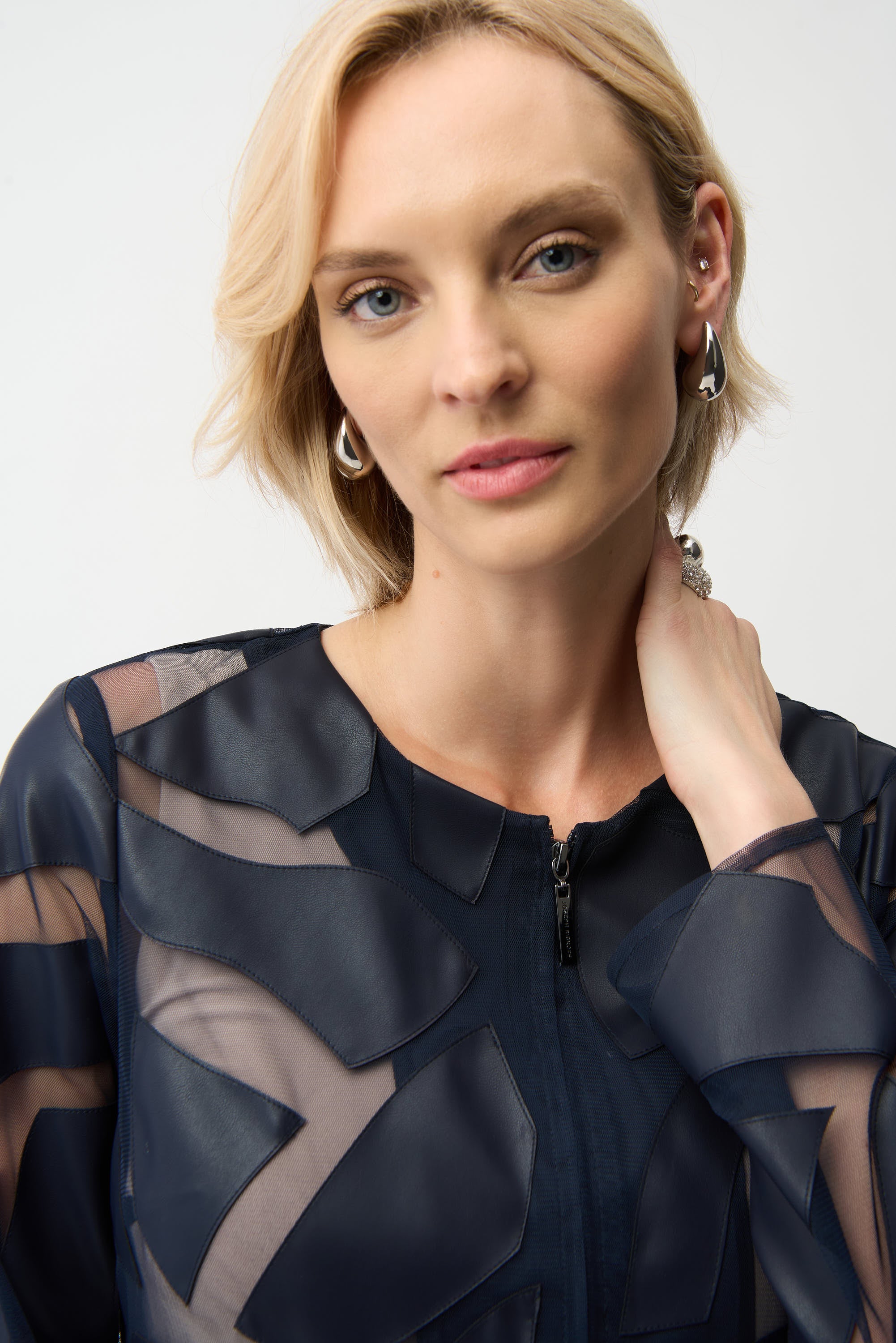 Faux Leather Applique Jacket