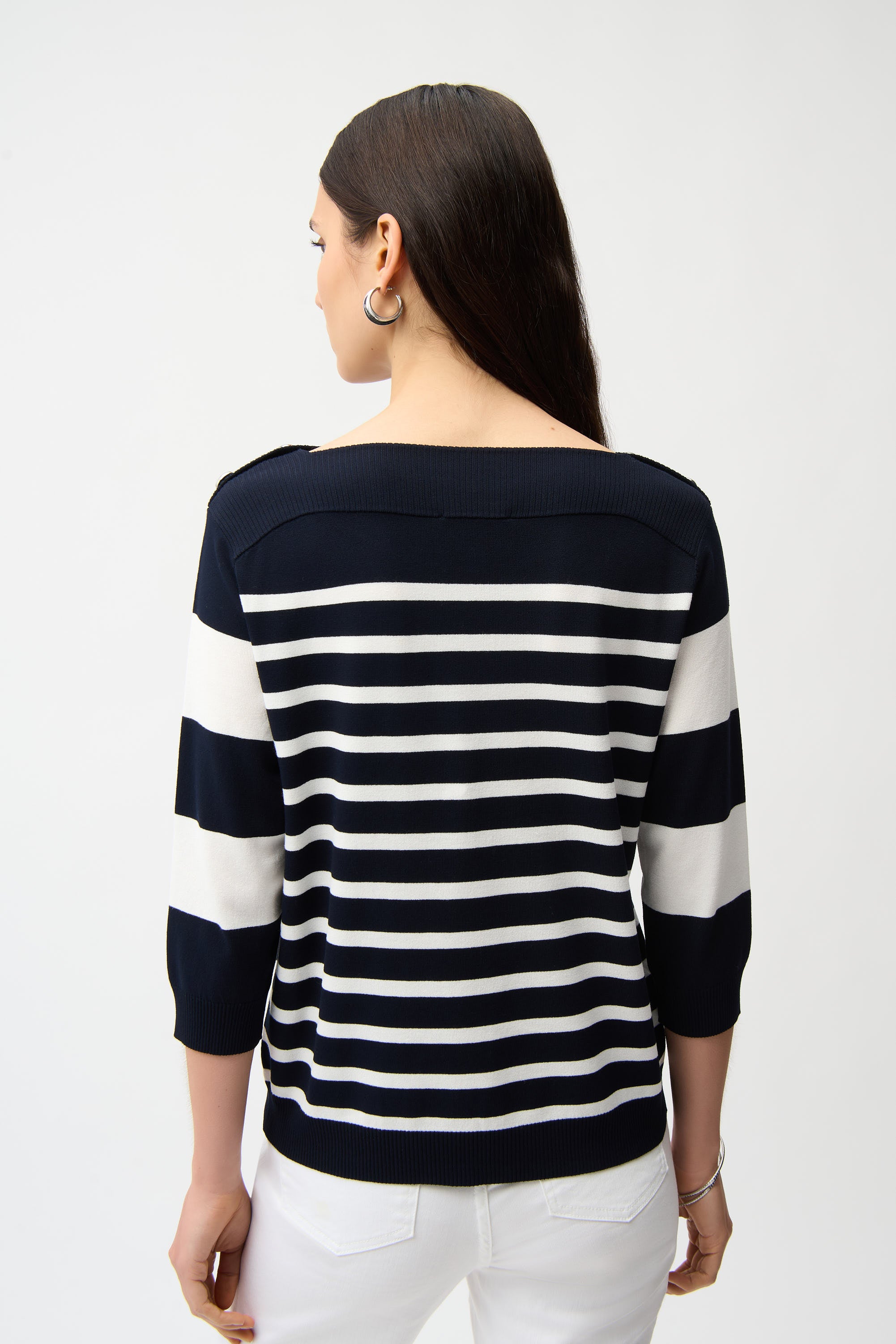 Stripe Boat Neck Pullover