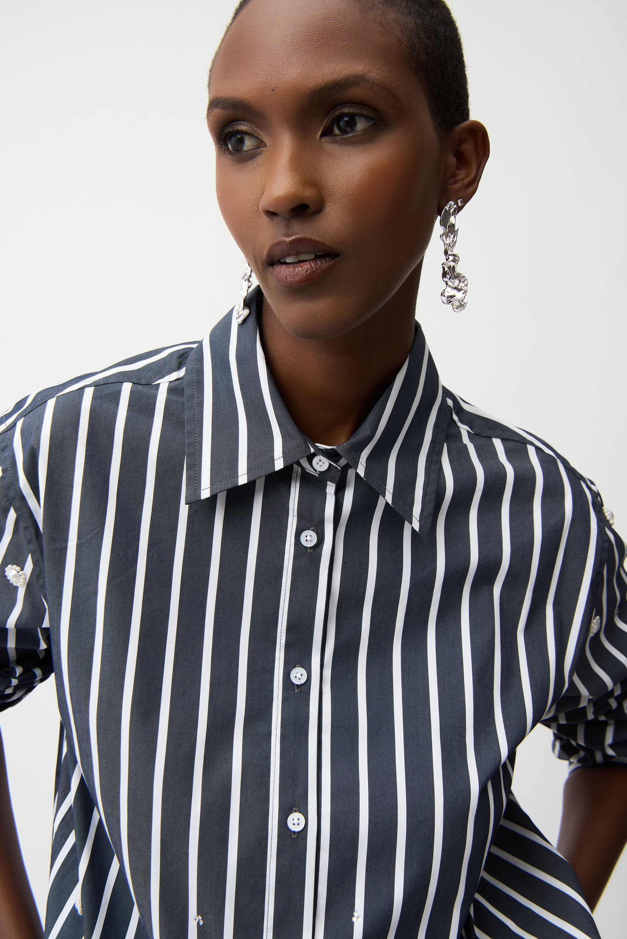 Stripe Pearl Trim Shirt
