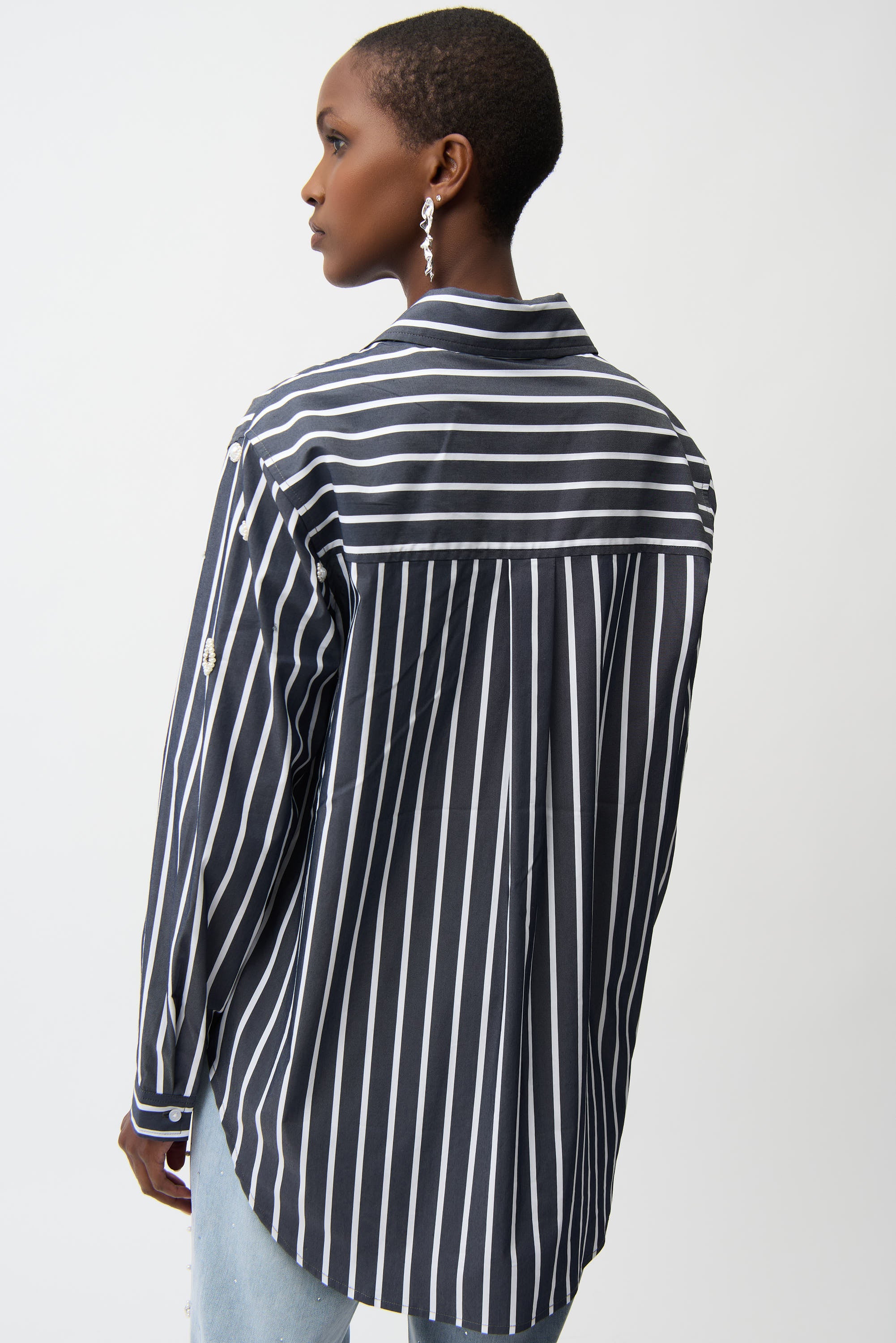 Stripe Pearl Trim Shirt