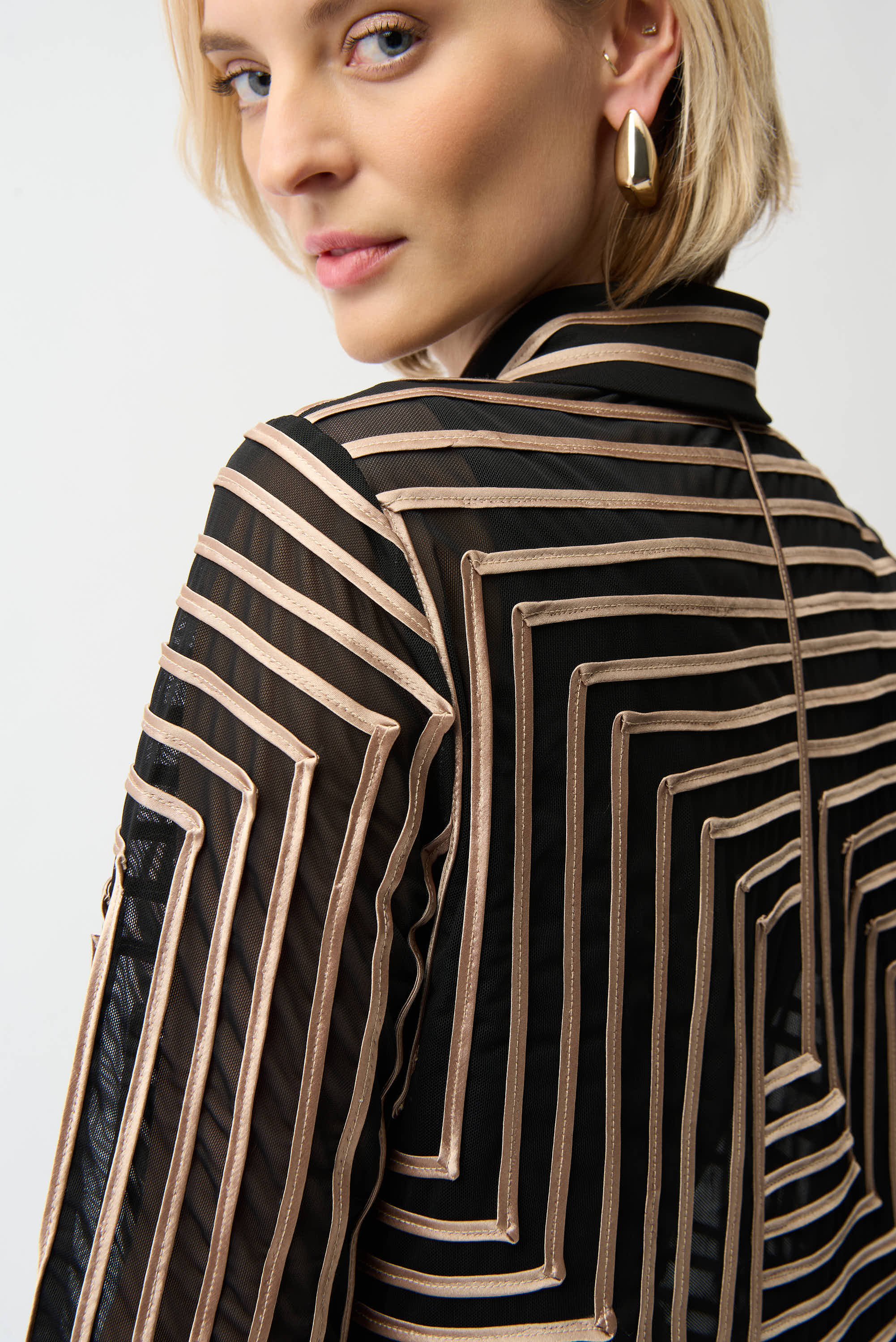 Ribbon Stripe Mesh Jacket