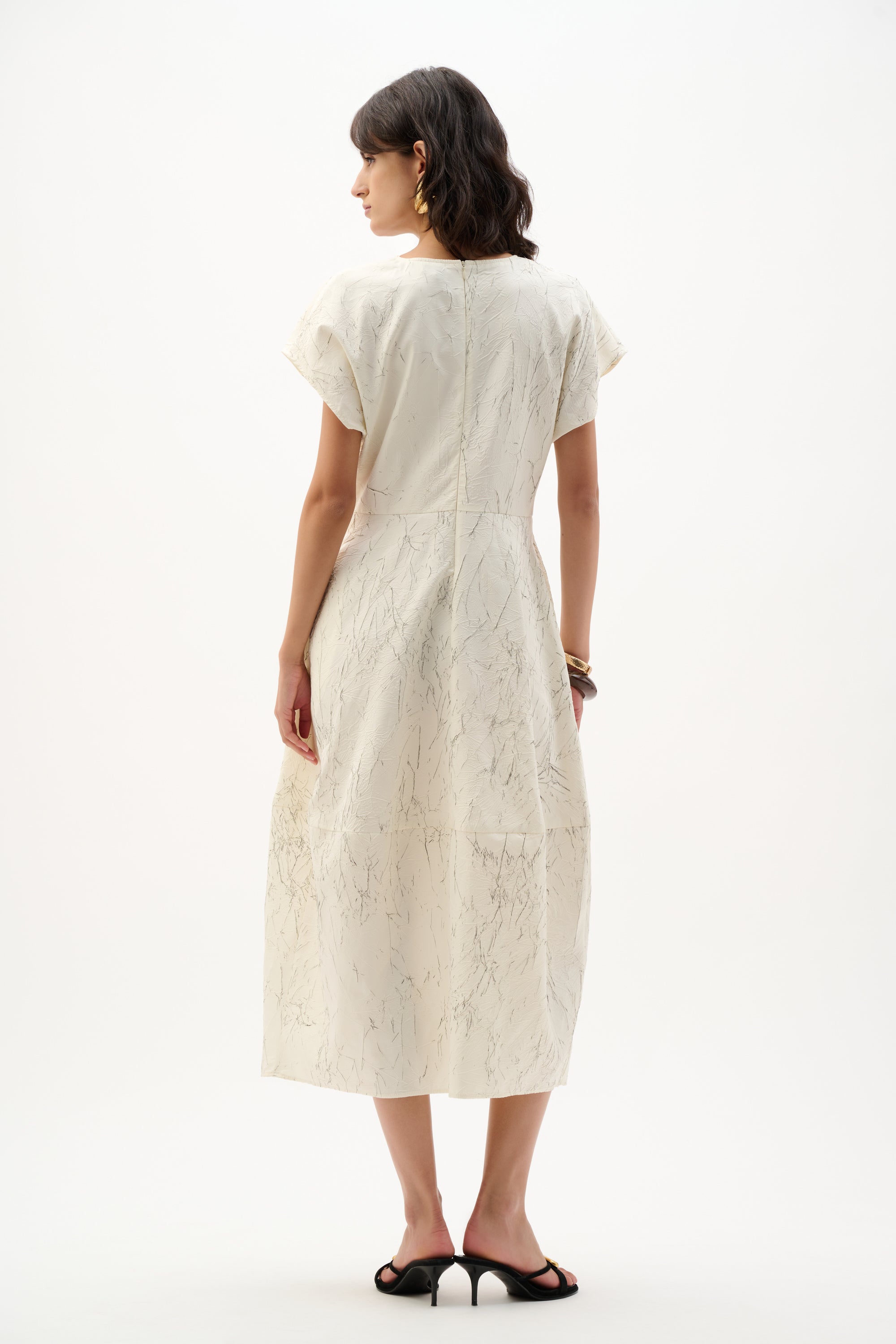 Crush Foliage Print Midi