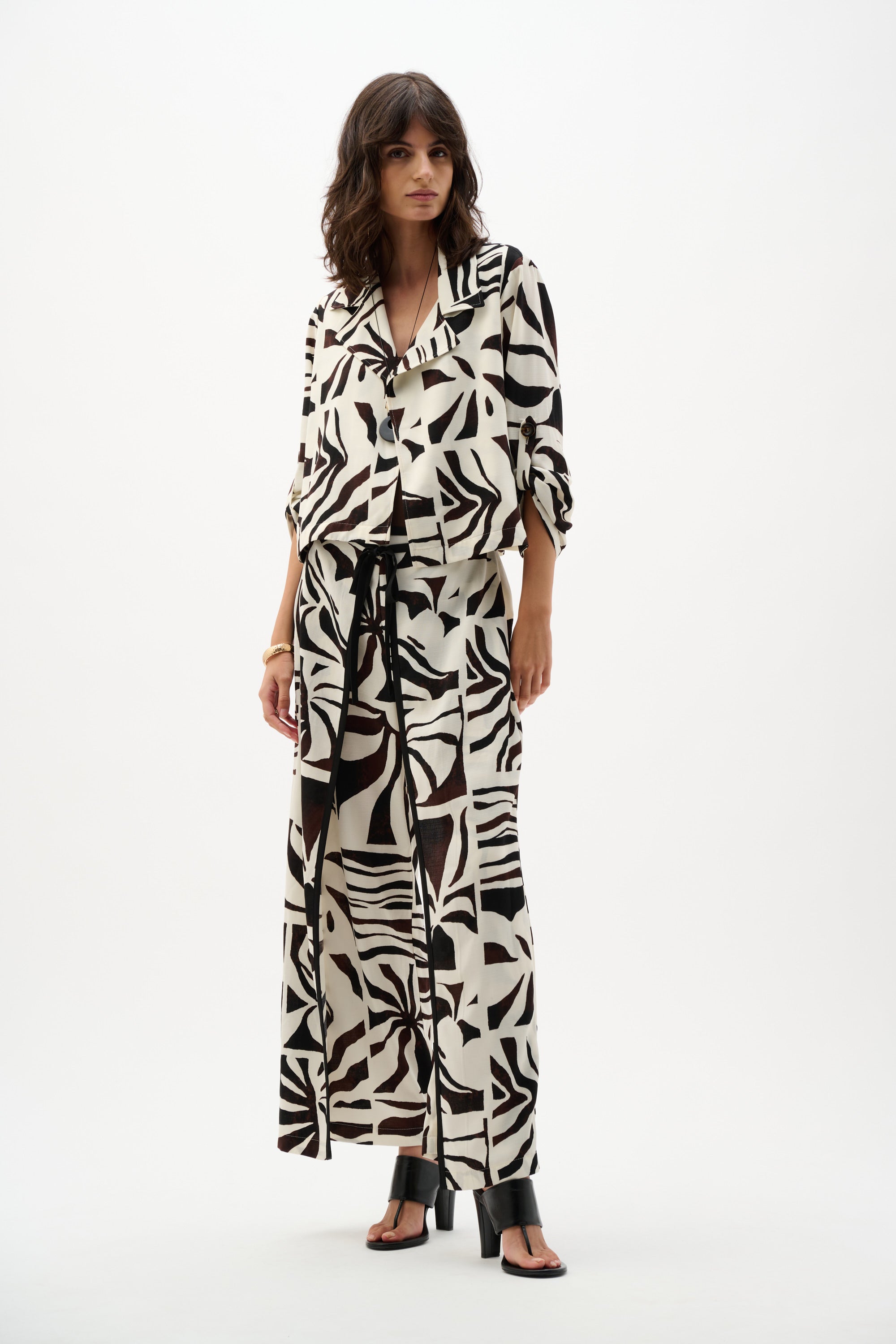 Abstract Print Crop Jacket