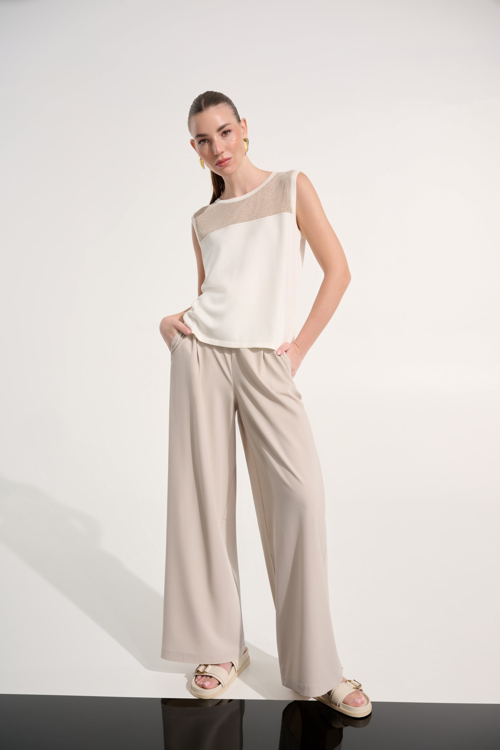 Lurex Lattice Yoke Knit Top