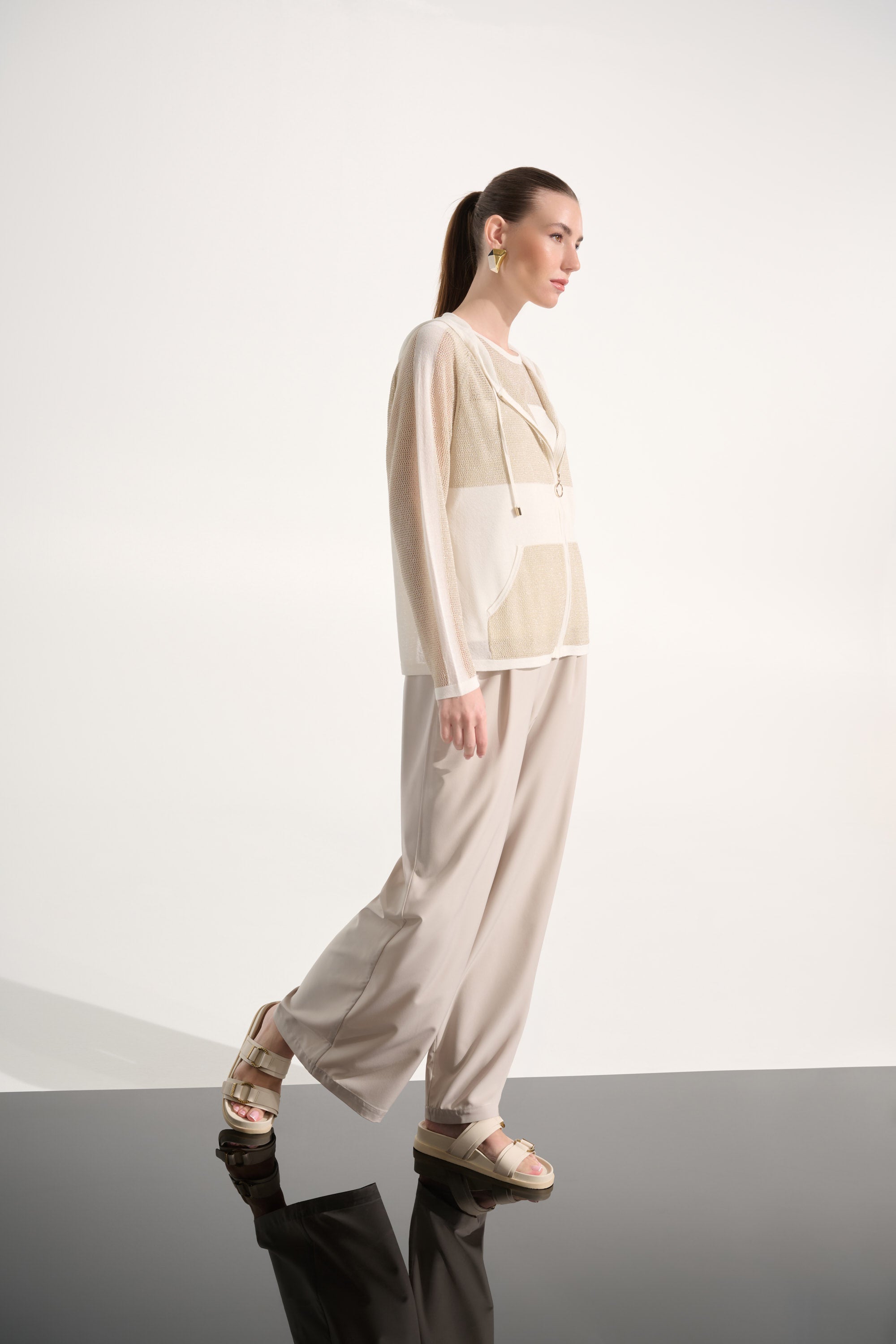 Lurex Lattice Panel Knit Jacket